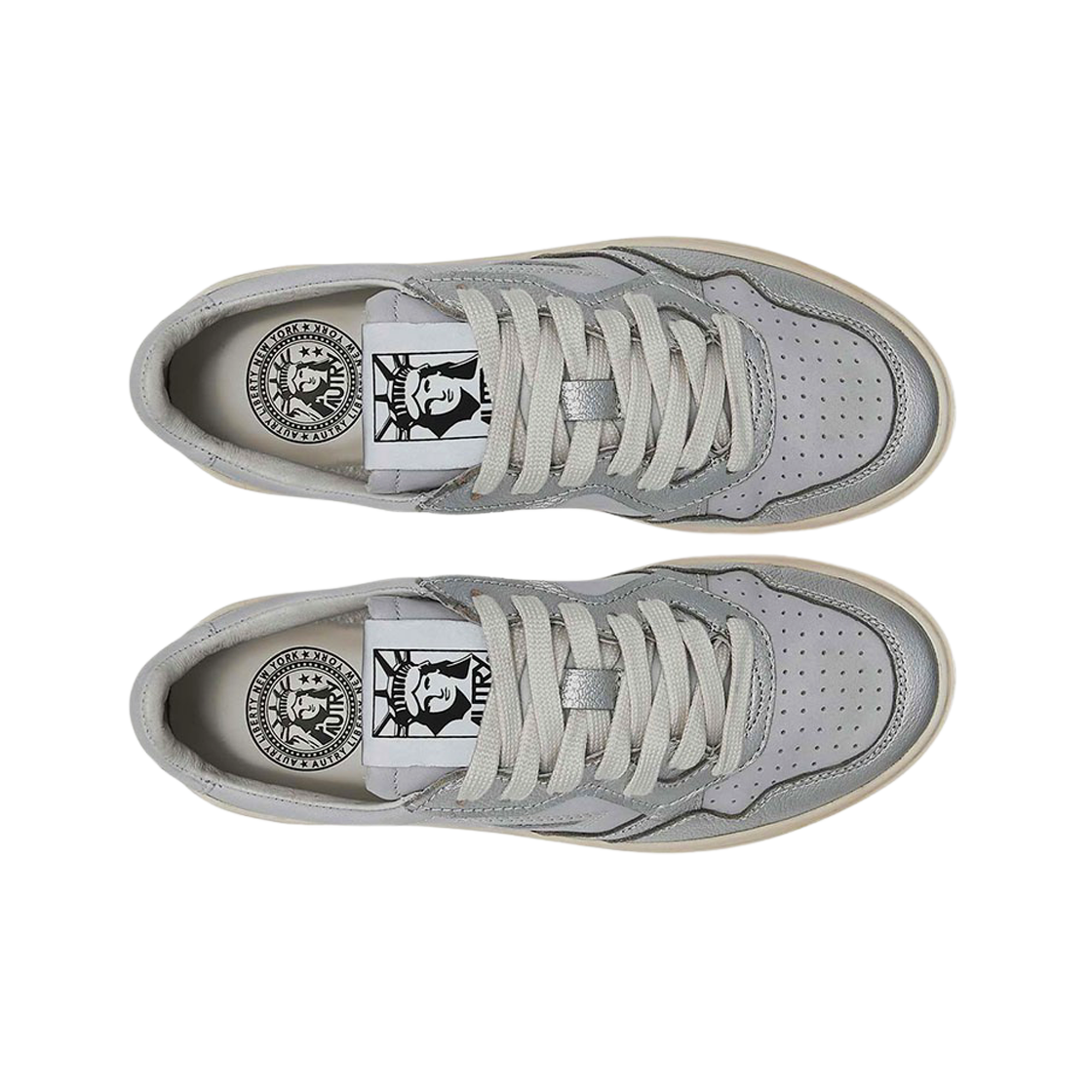 (W) 오트리 리버티 오픈 로우 레더 누벅 스니커즈 그레이 실버((W) Autry Liberty Open Low Leather Nubuck Sneakers Gray Silver) - 2
