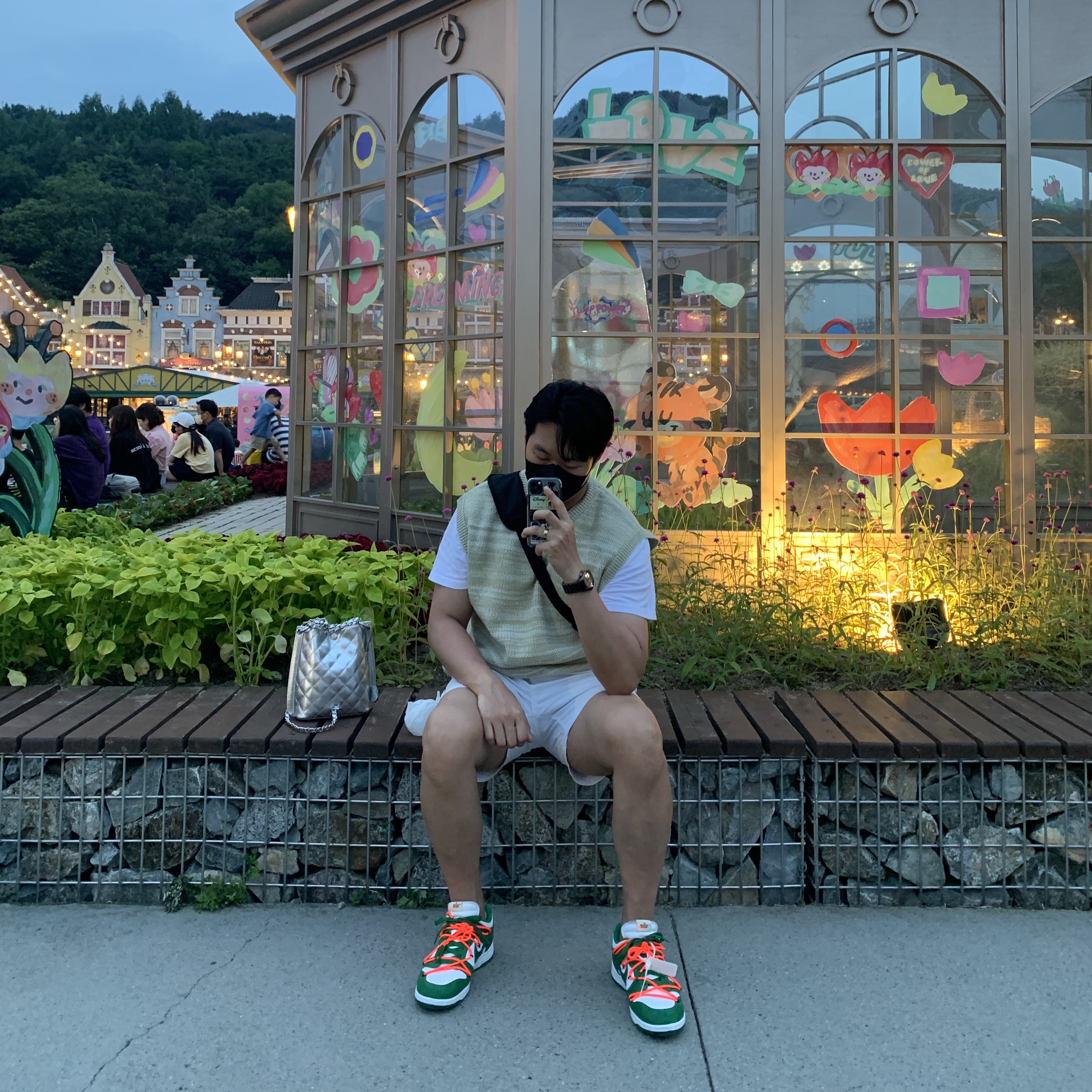 Nike x Off-White Dunk Low Pine Green 착용 스타일