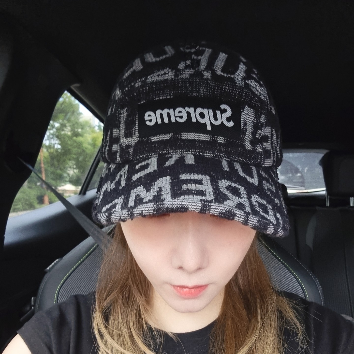 Supreme Terry Spellout Camp Cap Black - 22SS 착용 스타일