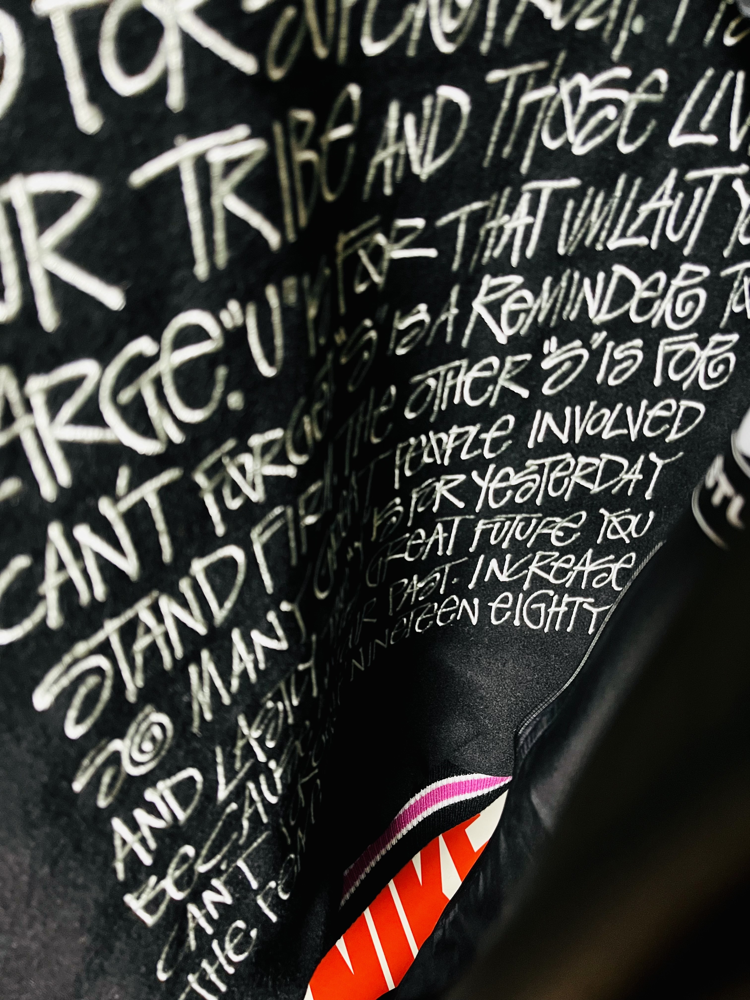 Nike x Stussy NRG FL Storm-Fit Jacket Black (DO5304-010), Stussy S Talk Melton Varsity Jacket Black 착용 스타일