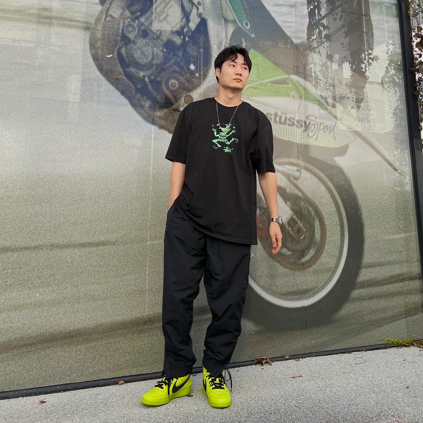 Nike x Ambush Dunk High Flash Lime 착용 스타일