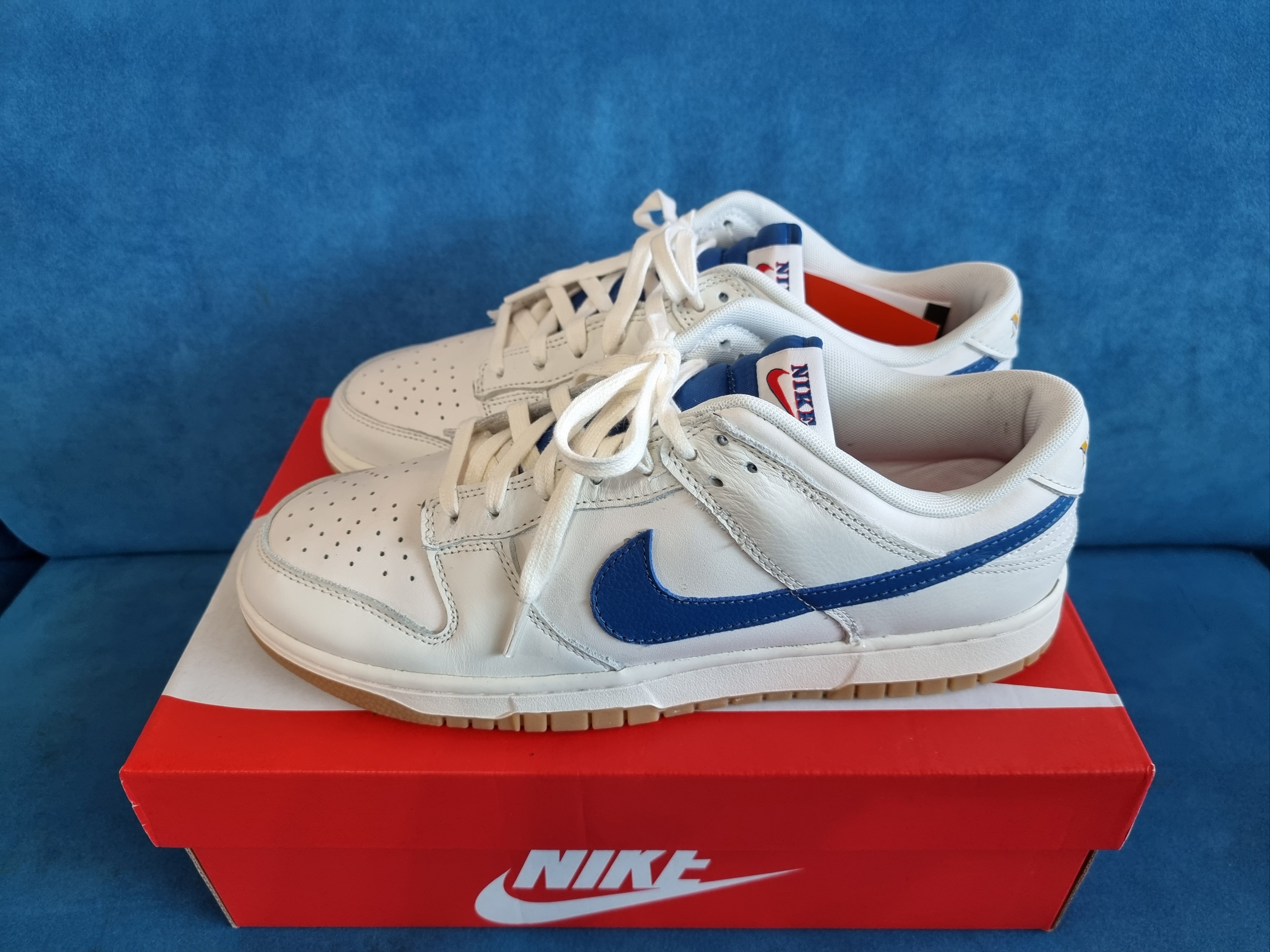 Nike Dunk Low SE Sail Dark Marina Blue 착용 스타일 - 1