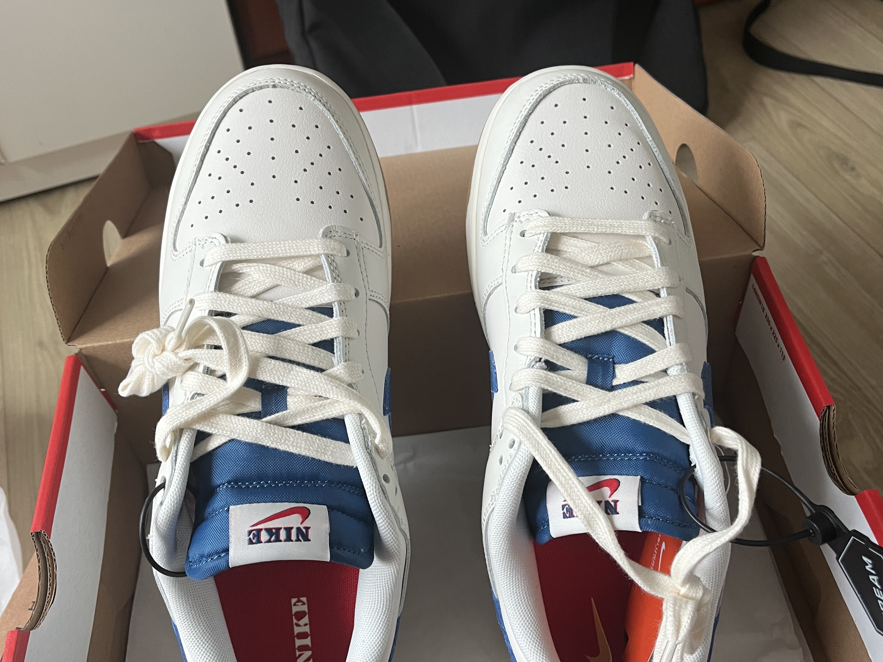 Nike Dunk Low SE Sail Dark Marina Blue 착용 스타일 - 1