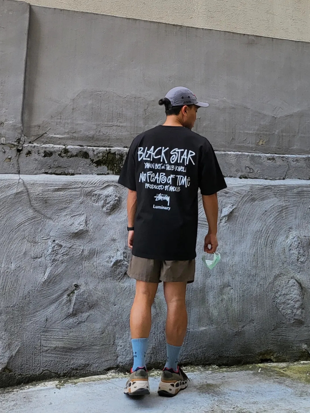 Supreme Military Camp Cap Grey - 21SS, Stussy Black Star T-Shirt Black 착용 스타일 - 2