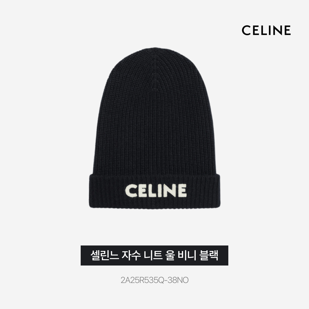 Celine Beanie in Ribbed Wool Black, Celine Medium Bucket in Triomphe Canvas and Calfskin Tan 착용 스타일 - 4