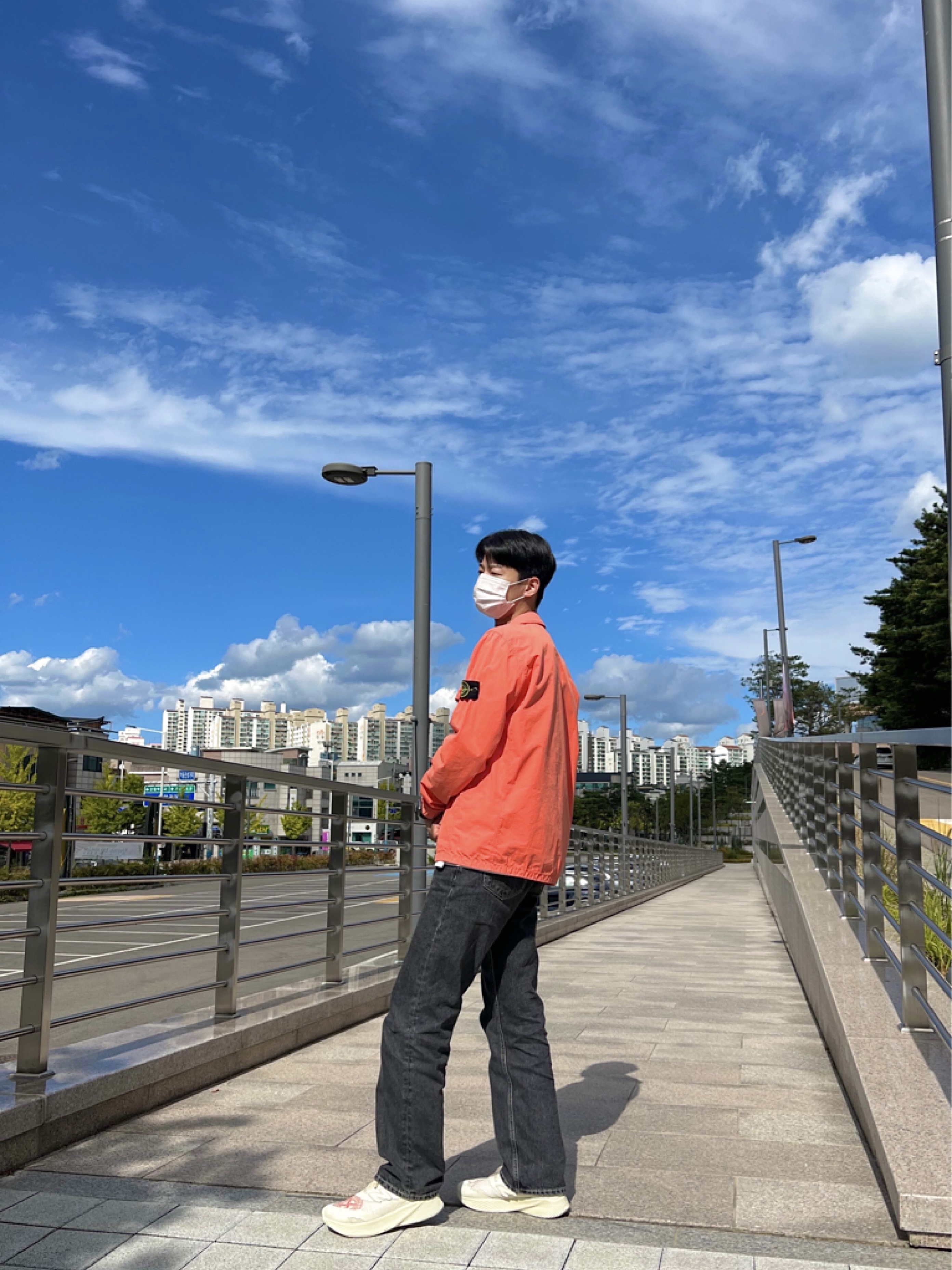 Stone Island 114WN T.CO+OLD Overshirt Orange - 22SS, New Balance x Stone Island x Tokyo Design Studio FuelCell RC Elite v2 착용 스타일 - 1