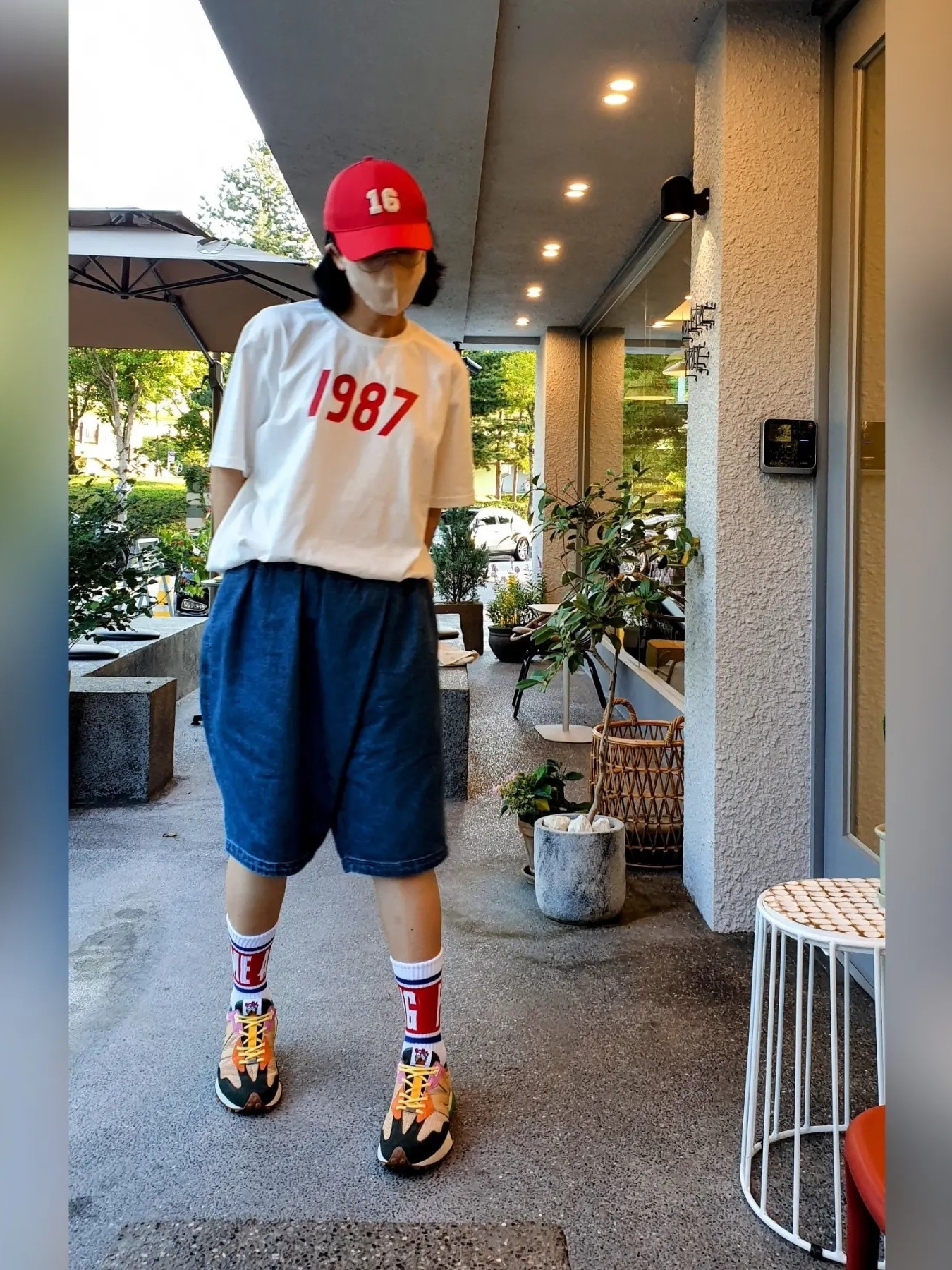 (W) Celine No.16 Cotton Baseball Cap Red 착용 스타일 - 2