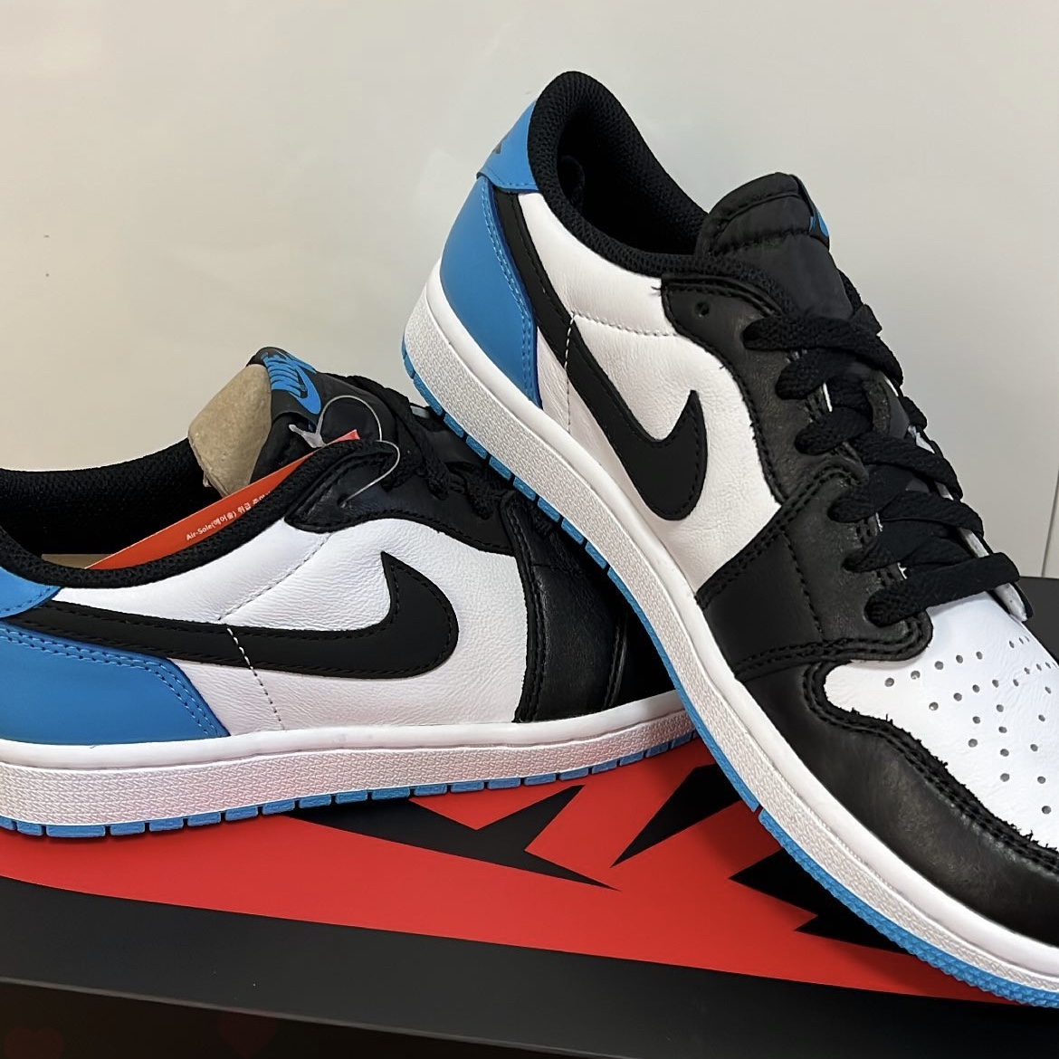 Jordan 1 Retro Low OG Black and Dark Powder Blue 착용 스타일