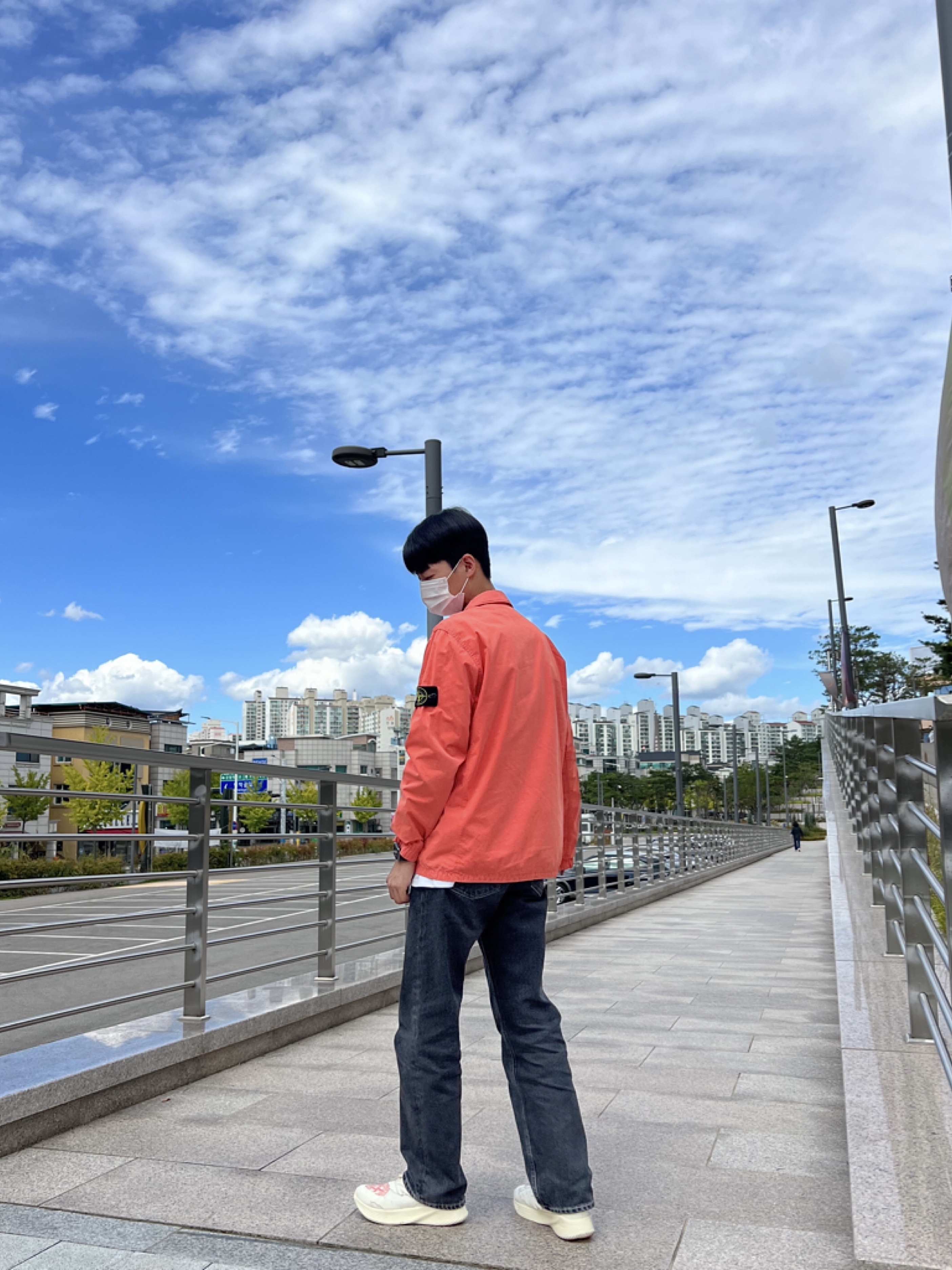 Stone Island 114WN T.CO+OLD Overshirt Orange - 22SS, New Balance x Stone Island x Tokyo Design Studio FuelCell RC Elite v2 착용 스타일 - 2