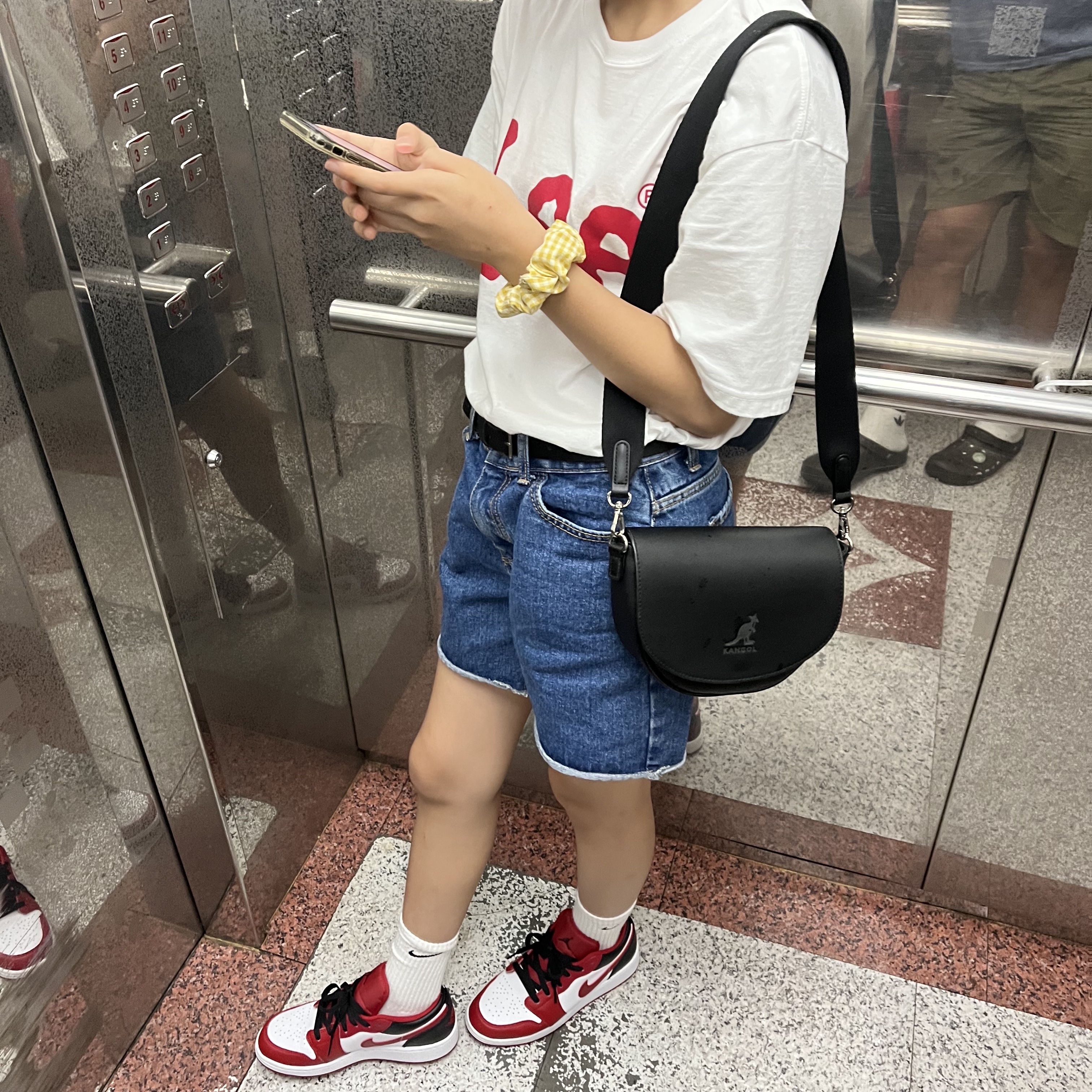(GS) Jordan 1 Low White Gym Red Black 착용 스타일