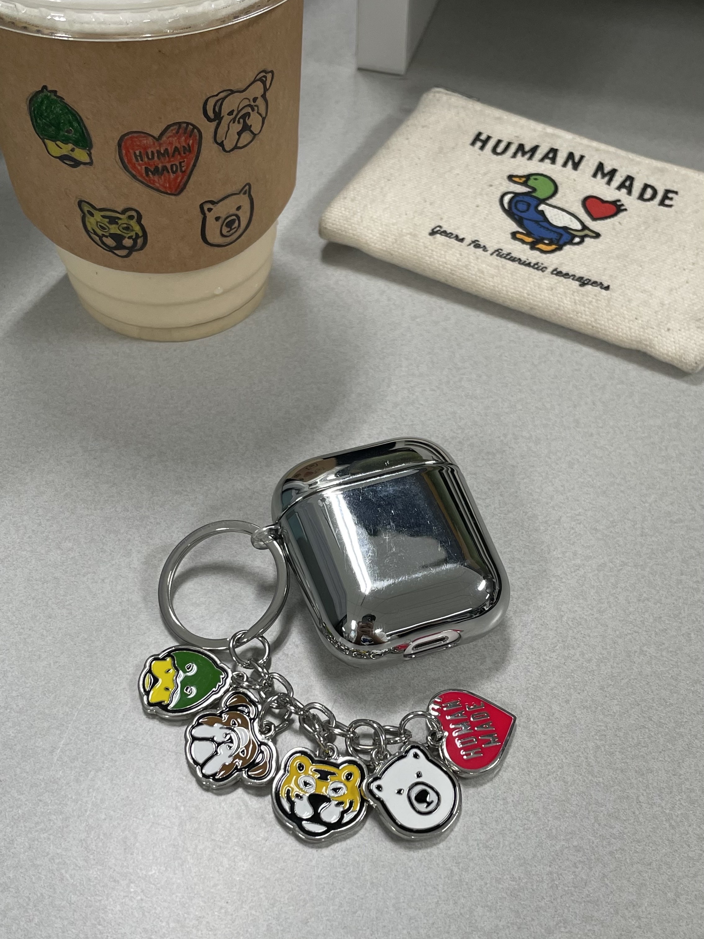 Human Made Animal Keyring Silver 착용 스타일