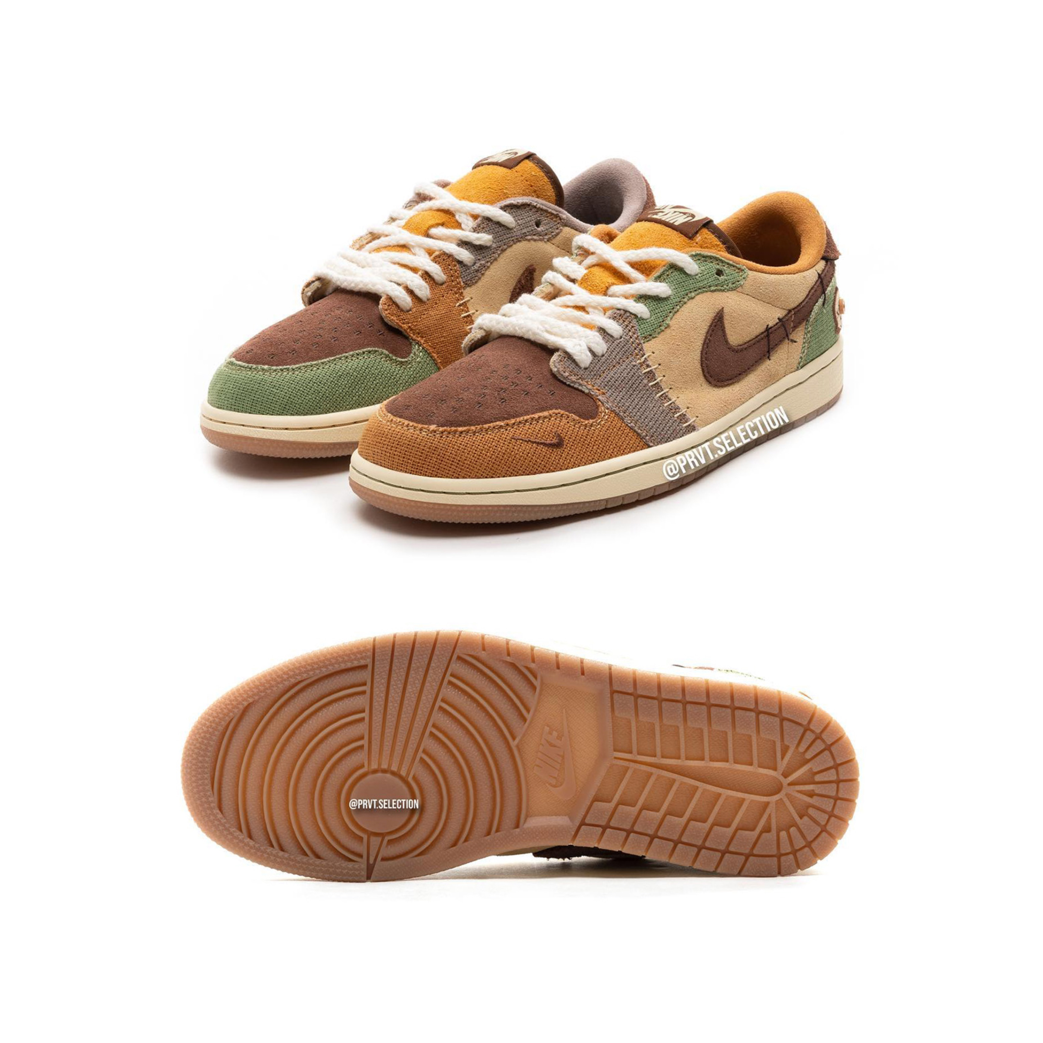 Jordan 1 x Zion Williamson Retro Low OG Flax and Oil Green 착용 스타일 - 2
