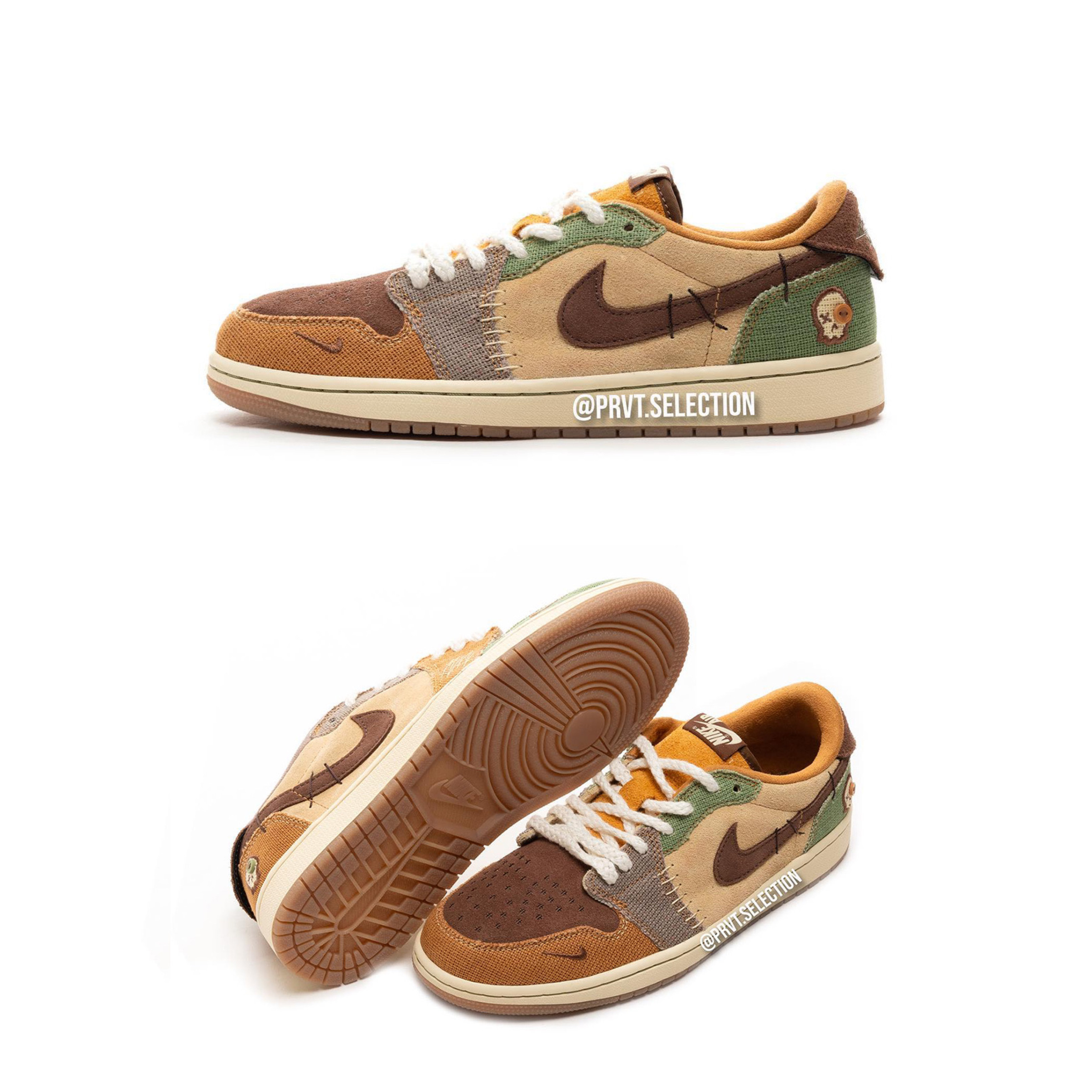 Jordan 1 x Zion Williamson Retro Low OG Flax and Oil Green 착용 스타일 - 3