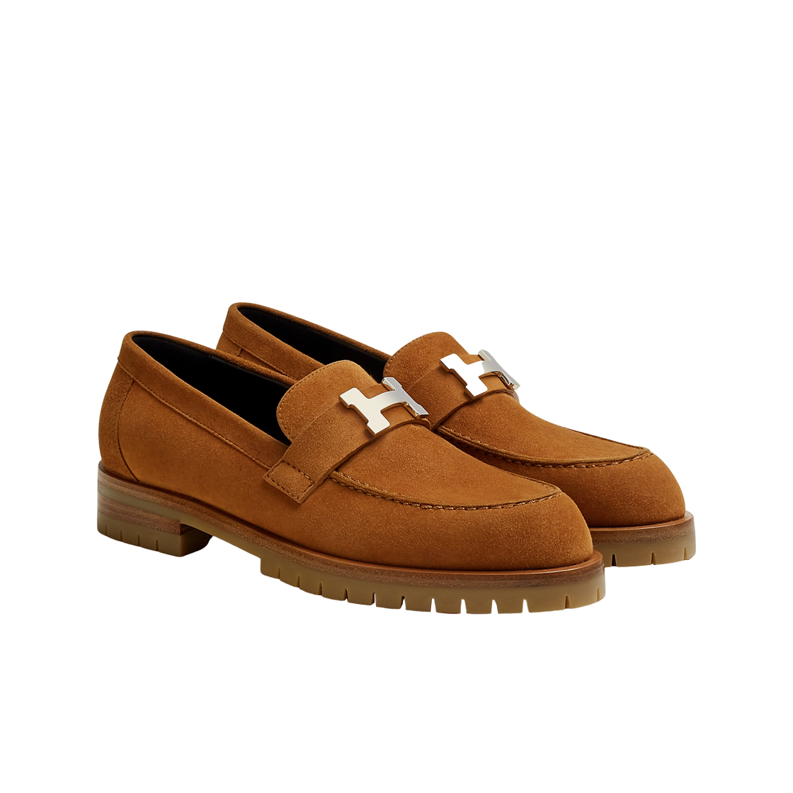 (W) 에르메스 포부르 로퍼 스웨이드 고트스킨 & 나뛰렐((W) Hermes Faubourg Loafers Suede Goatskin & Naturel) - 2
