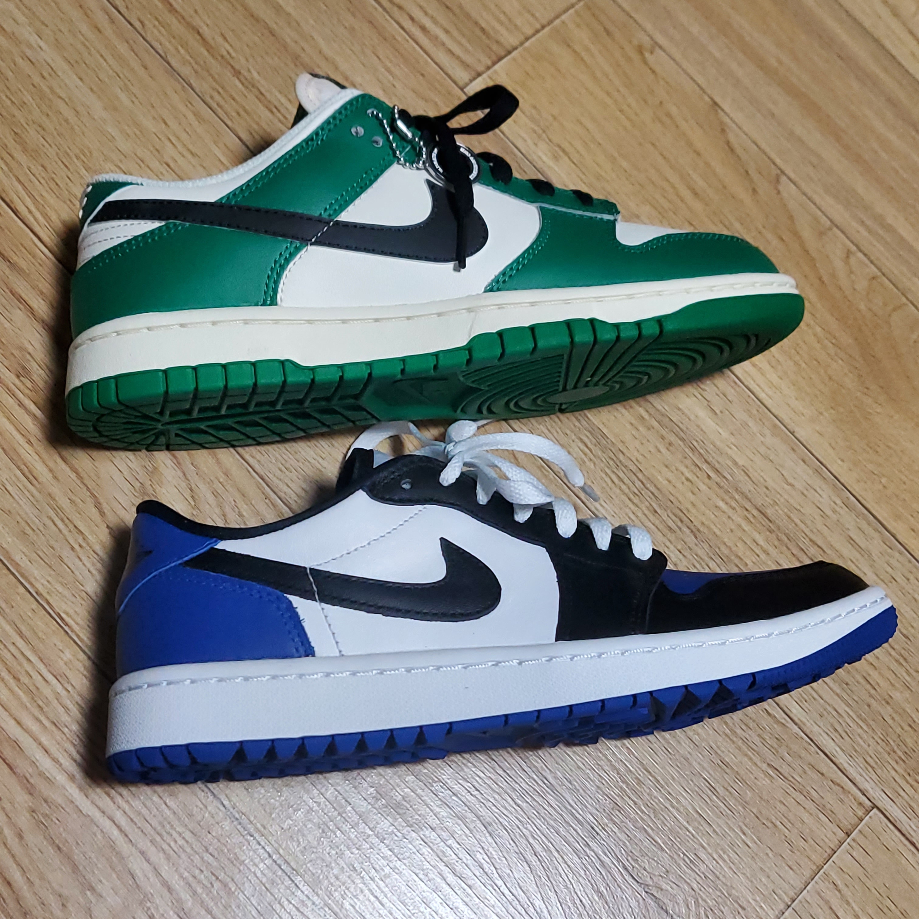 Nike Dunk Low Retro SE Jackpot Malachite, Jordan 1 Low Golf Sport Royal 착용 스타일 - 1