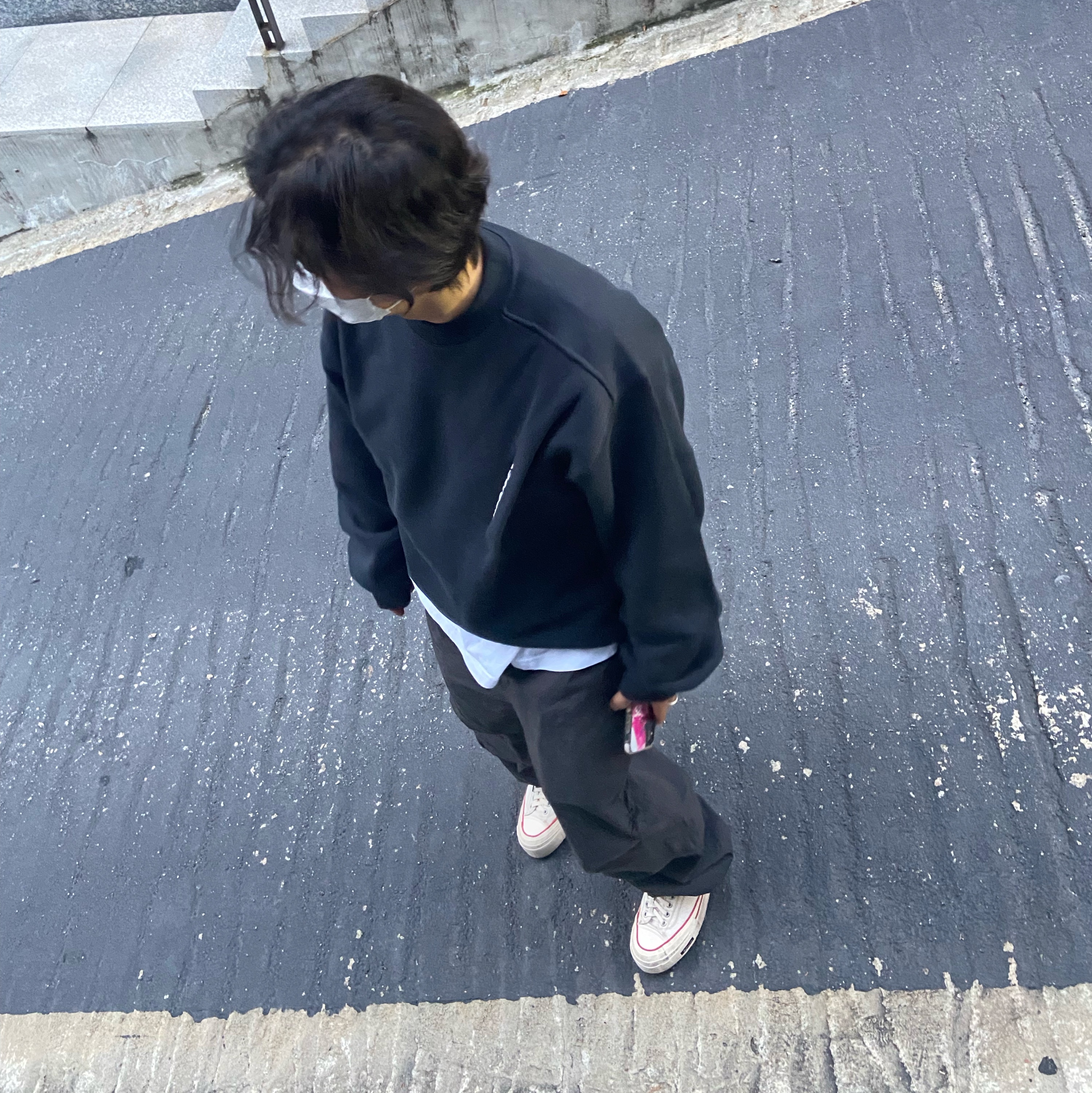 Stussy Nyco Over Trousers Washed Black 착용 스타일 - 1