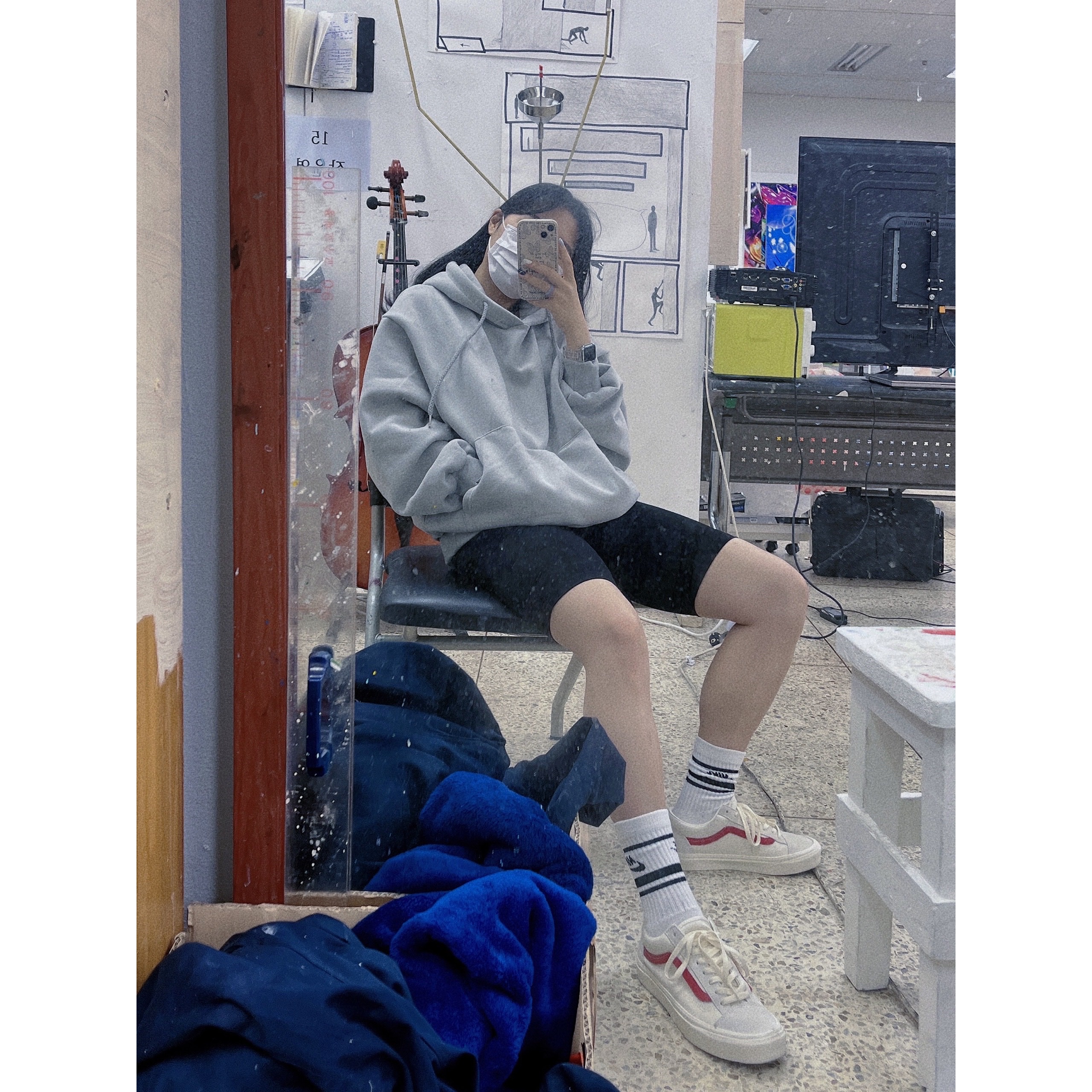 Vans Style 36 Marshmallow Racing Red 착용 스타일