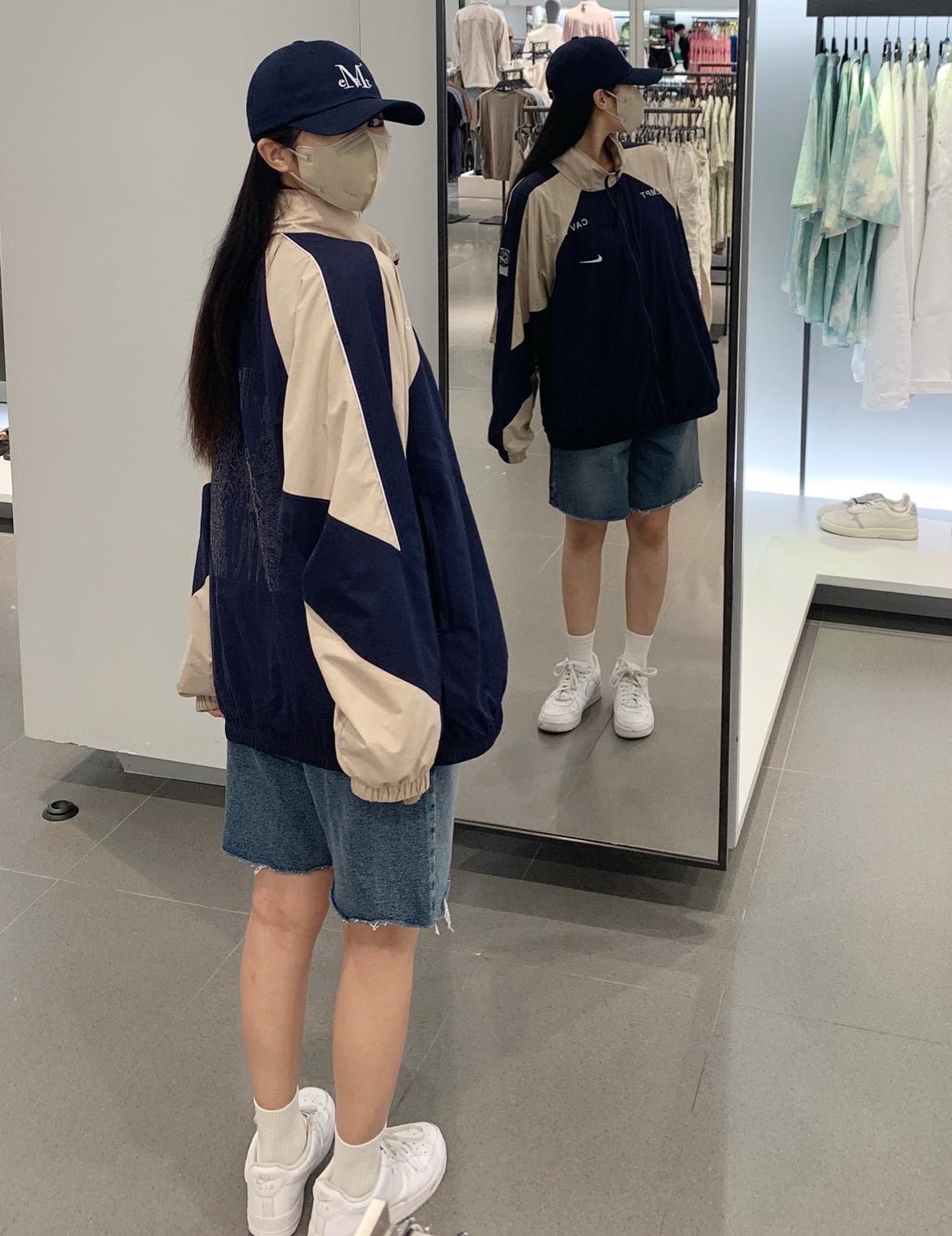 Nike x Cav Empt Track Jacket Navy, Nike Air Force 1 '07 Low White 착용 스타일 - 1
