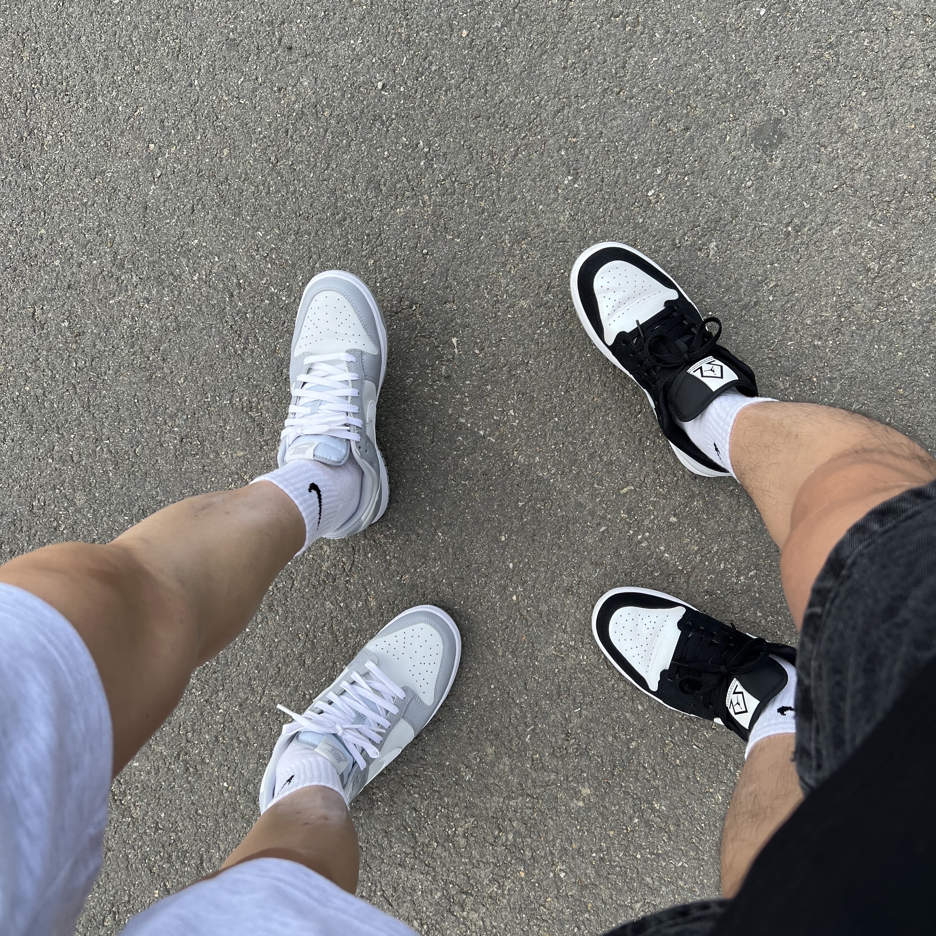 Nike Dunk Low Retro Wolf Grey, Jordan 1 Low SE Diamond 착용 스타일