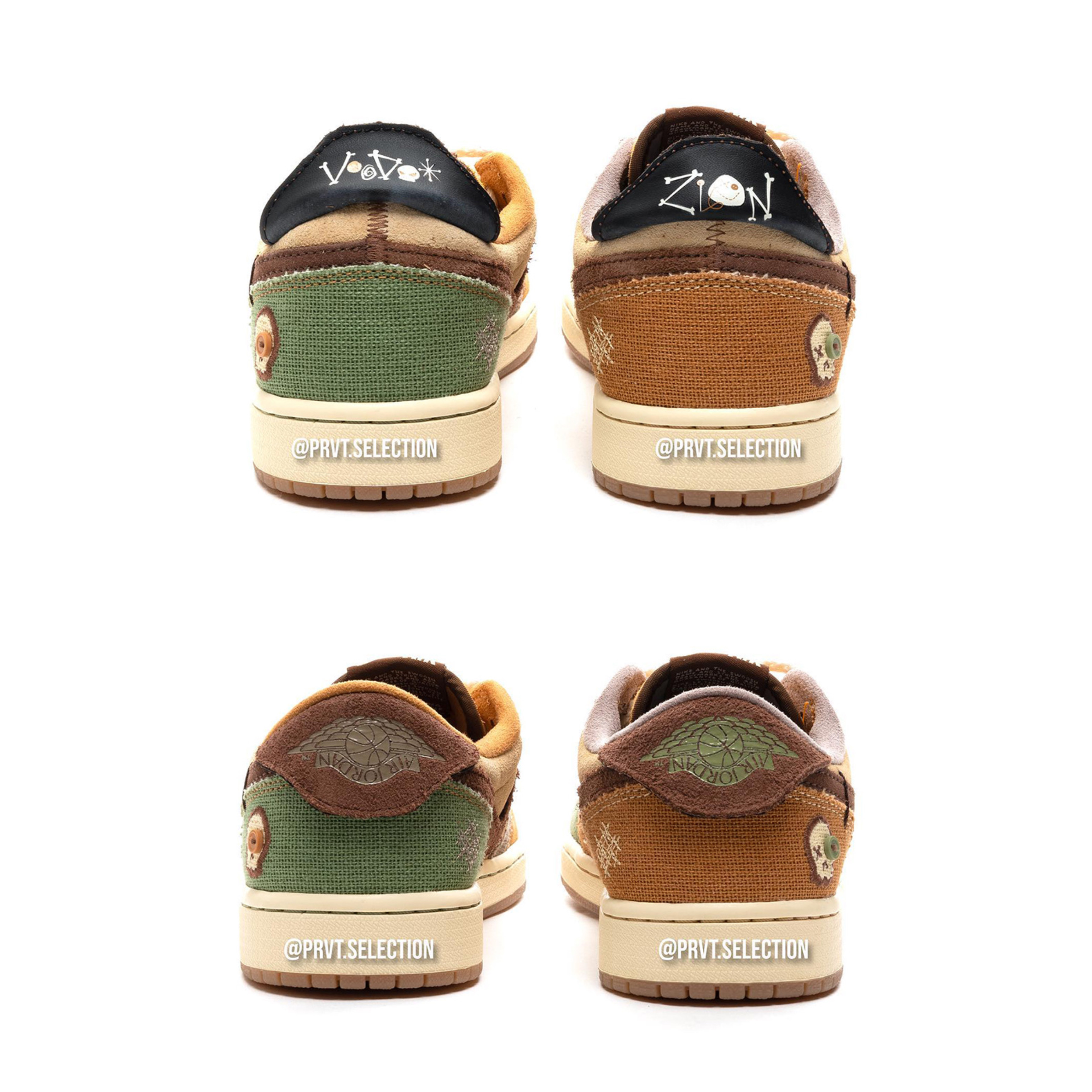 Jordan 1 x Zion Williamson Retro Low OG Flax and Oil Green 착용 스타일 - 5