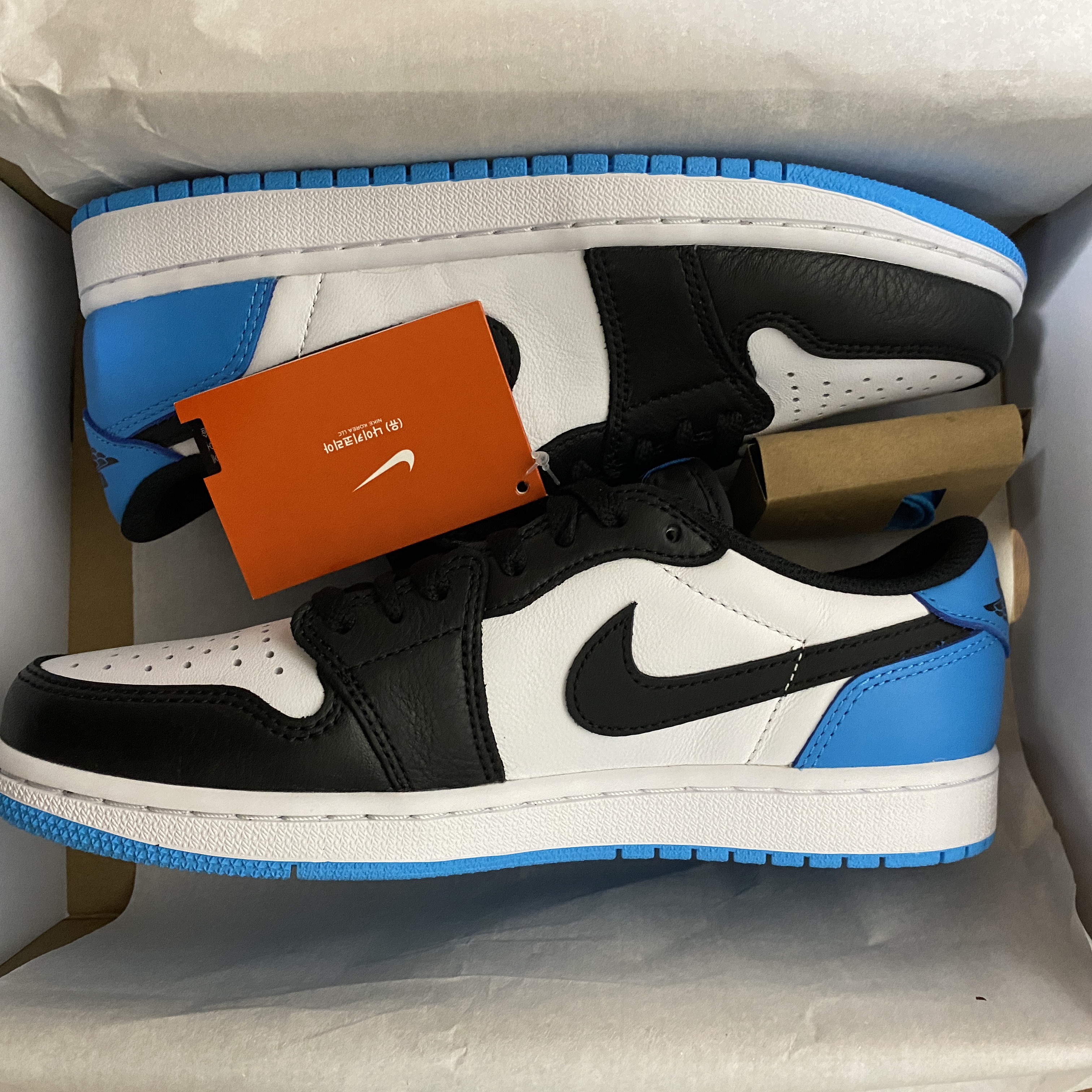 Jordan 1 Retro Low OG Black and Dark Powder Blue 착용 스타일