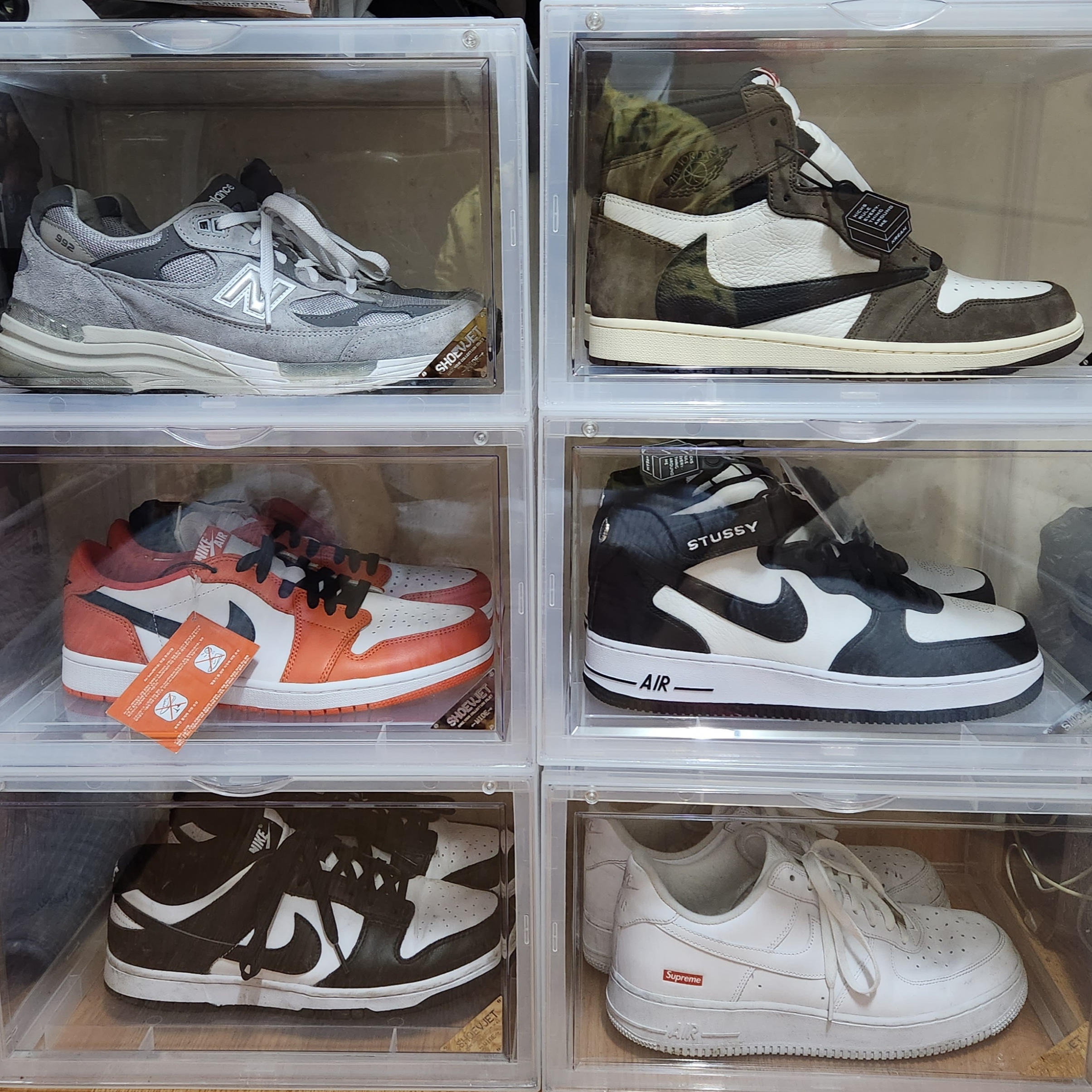 Jordan 1 x Travis Scott Retro High OG SP Mocha, New Balance 992 Made in USA Grey - D Standard 착용 스타일 - 2