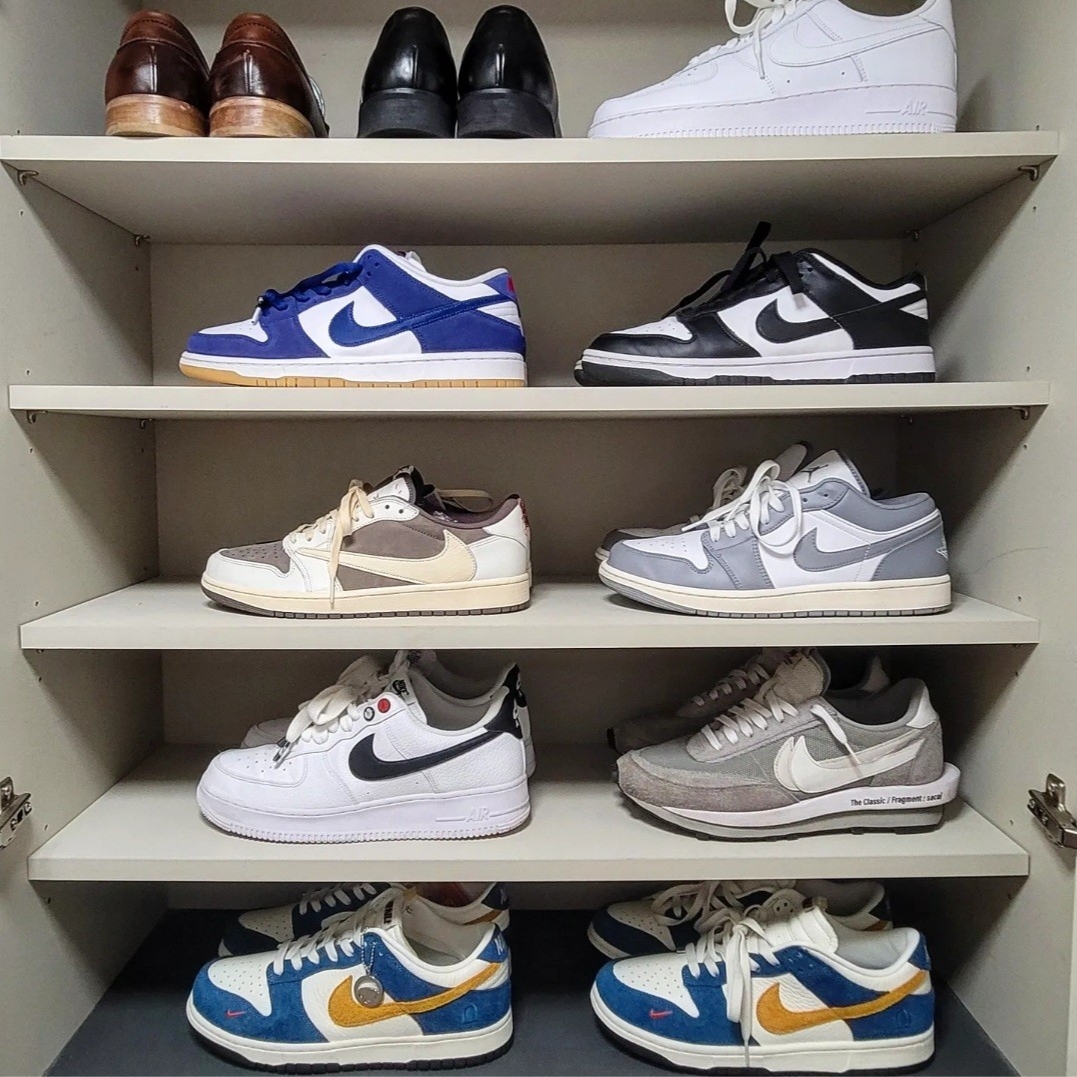 Nike x Kasina Dunk Low 80's Bus, Nike Air Force 1 '07 Low White 착용 스타일