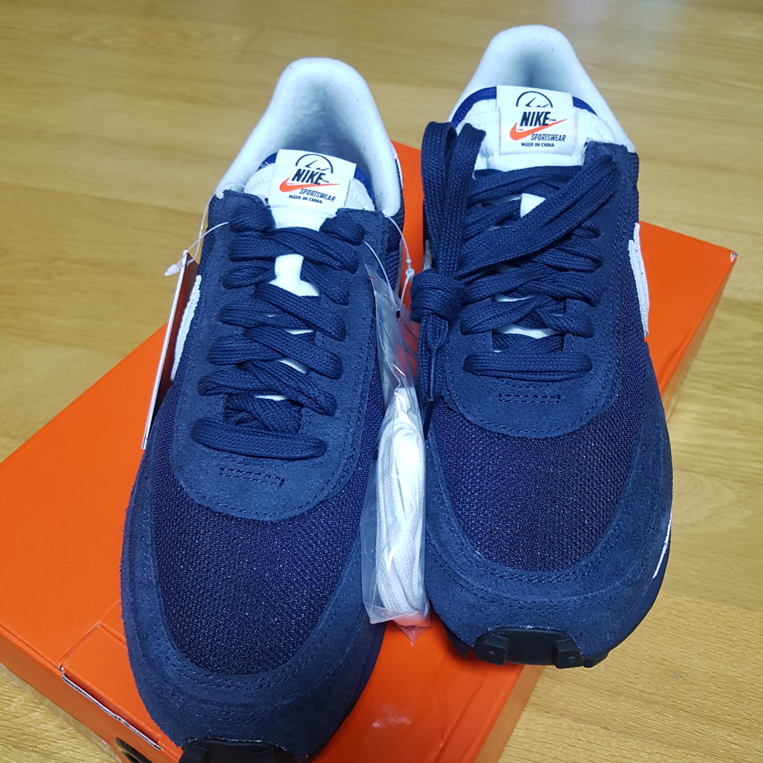 Nike x Sacai x Fragment LDWaffle Blackened Blue 착용 스타일 - 1
