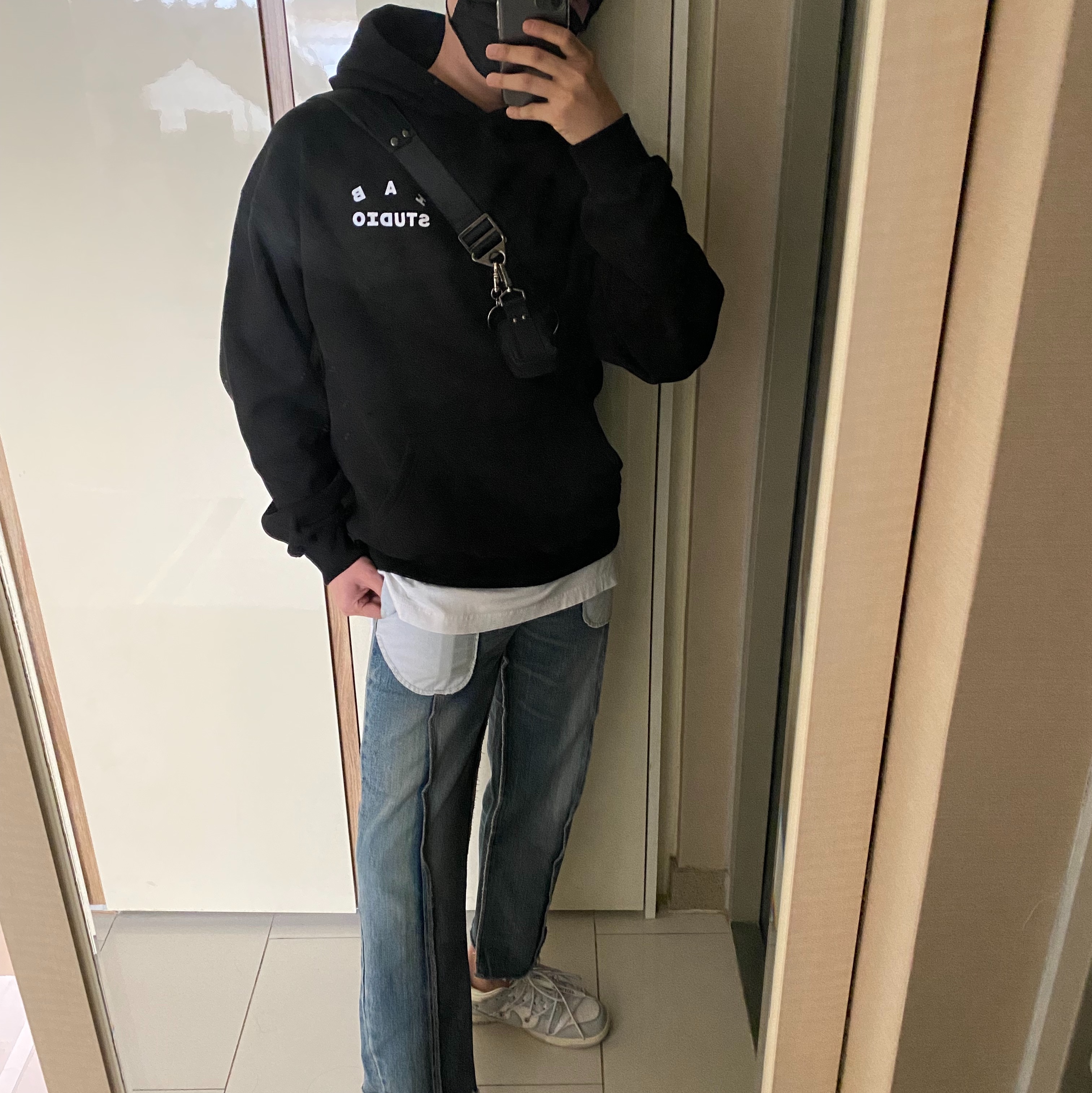 IAB Studio Hoodie Black White, Nike x Off-White Dunk Low The 50 - Lot 49 착용 스타일