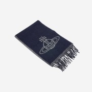 Vivienne Westwood Two Side Single Orb Scarf Navy Blue