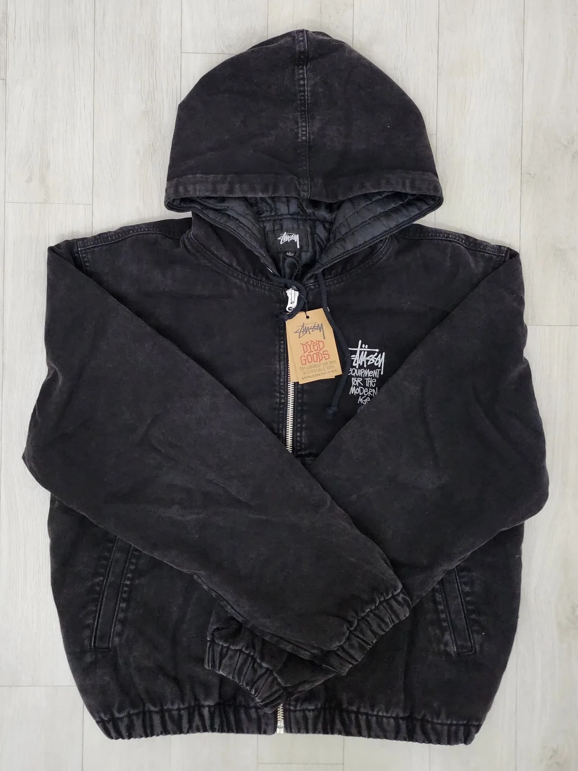 Stussy Canvas Insulated Work Jacket Black 착용 스타일 - 1