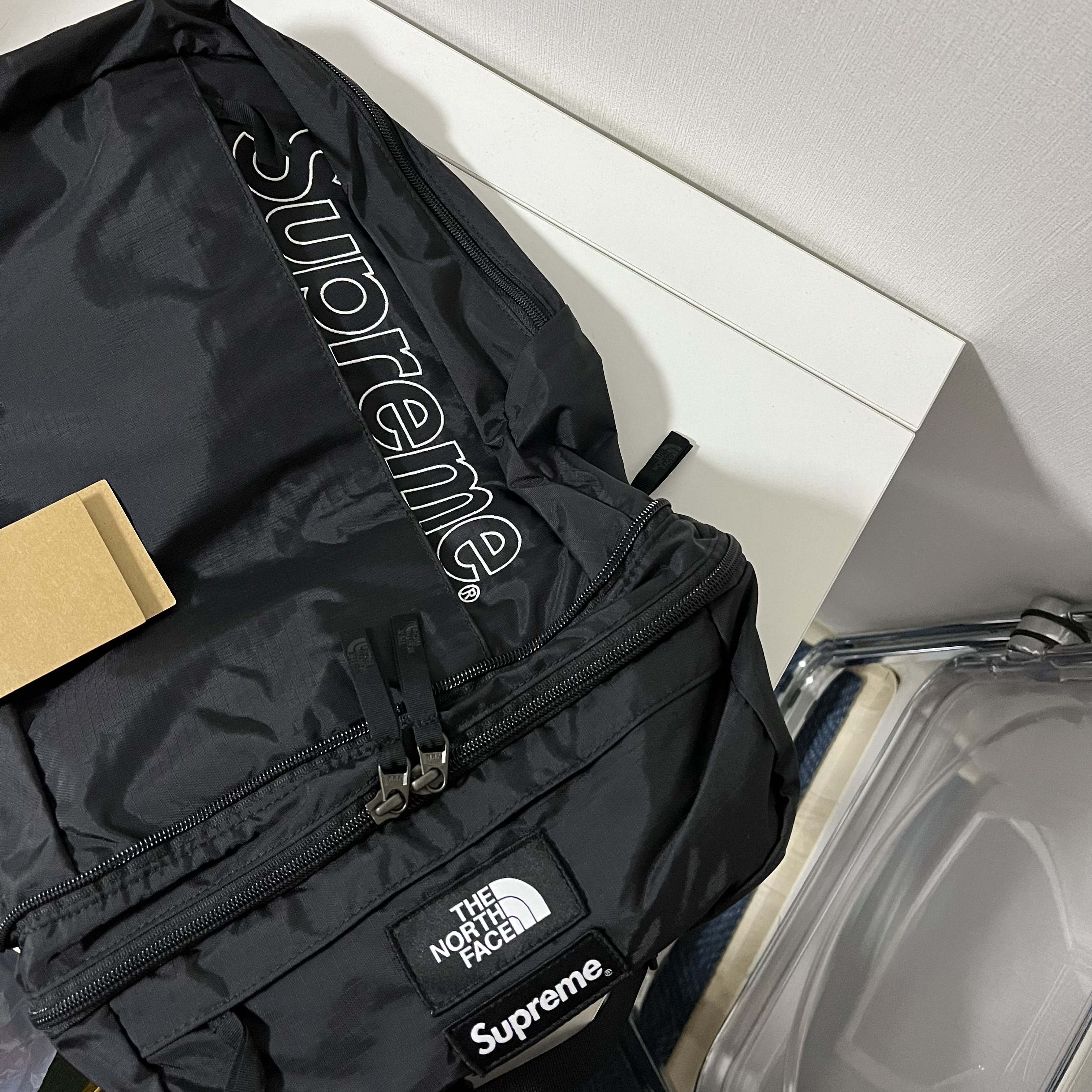 Supreme x The North Face Trekking Convertible Backpack + Waist Bag Black - 22SS 착용 스타일