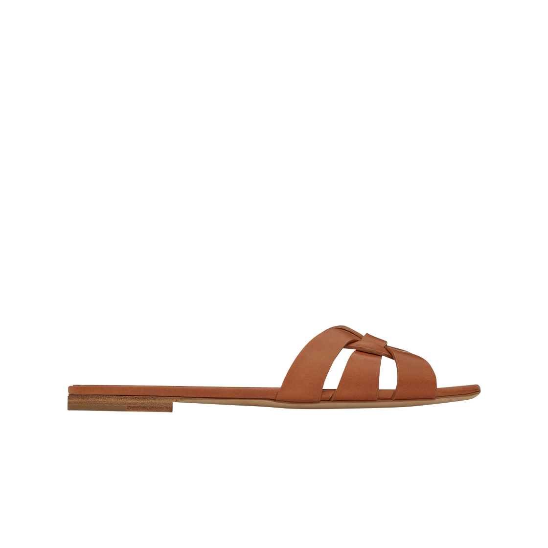 (W) 생로랑 스무스 레더 트리뷰트 플랫 뮬 앰버((W) Saint Laurent Tribute Flat Mules in Smooth Leather Amber)