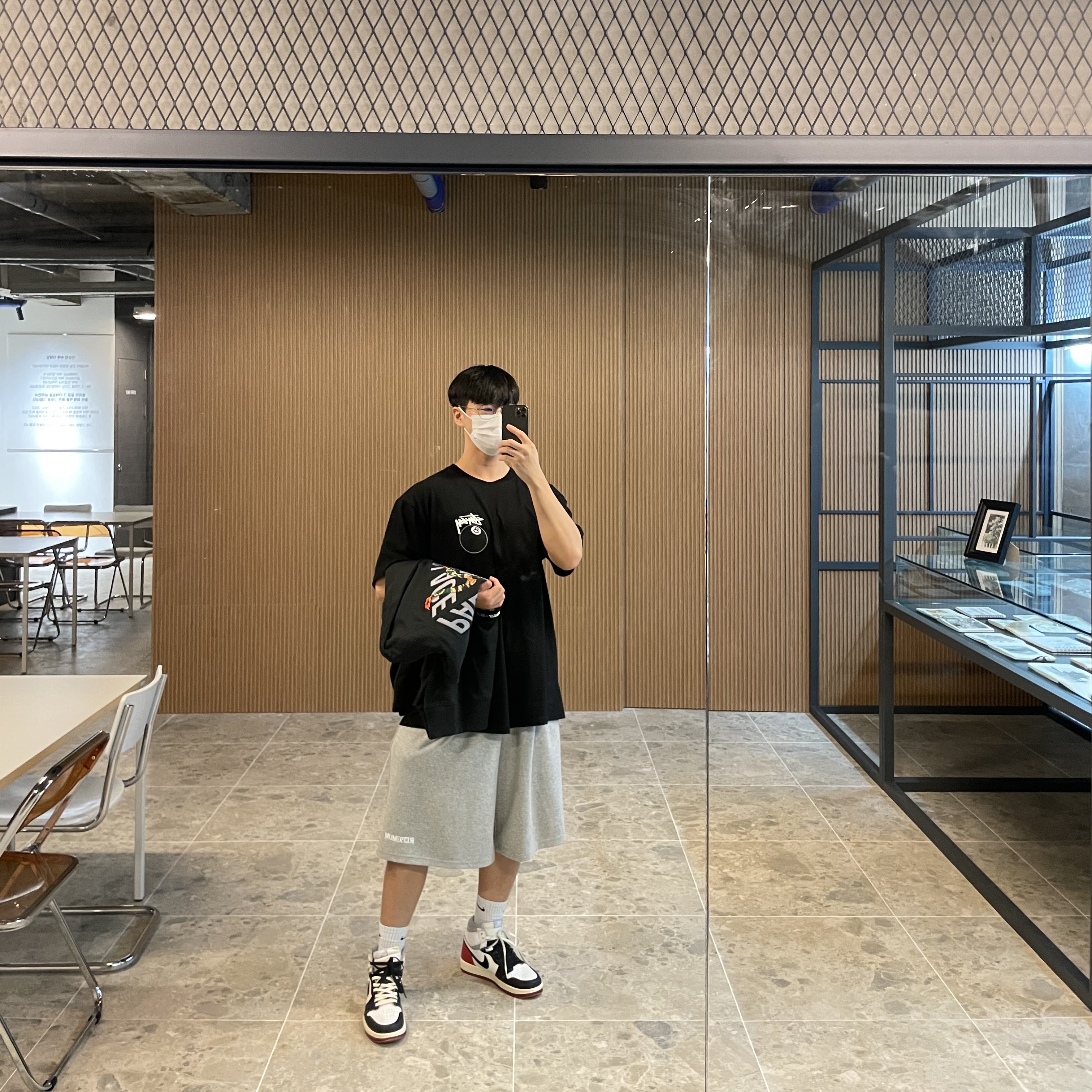 Jordan 1 x Union Retro High Black Toe, Palace Dragon P-3 Hood Black - 22FW 착용 스타일