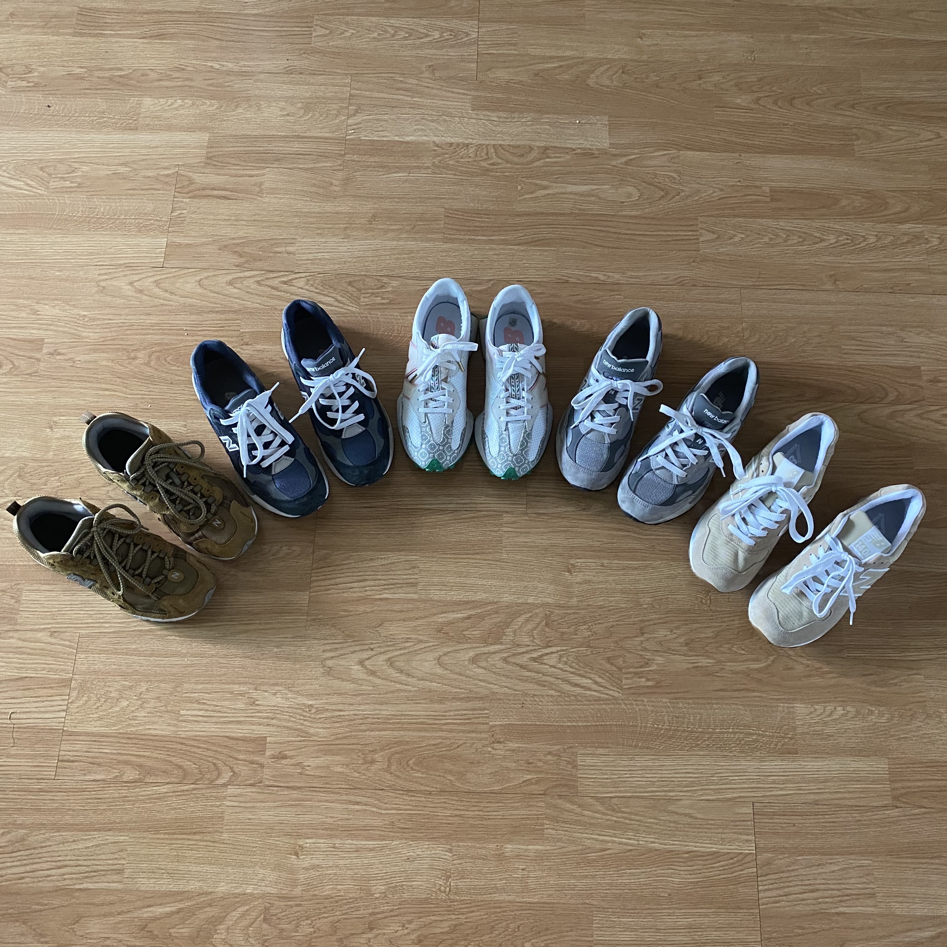 New Balance x Thisisneverthat 827 Beige, New Balance 992 Made in USA Grey - D Standard 착용 스타일