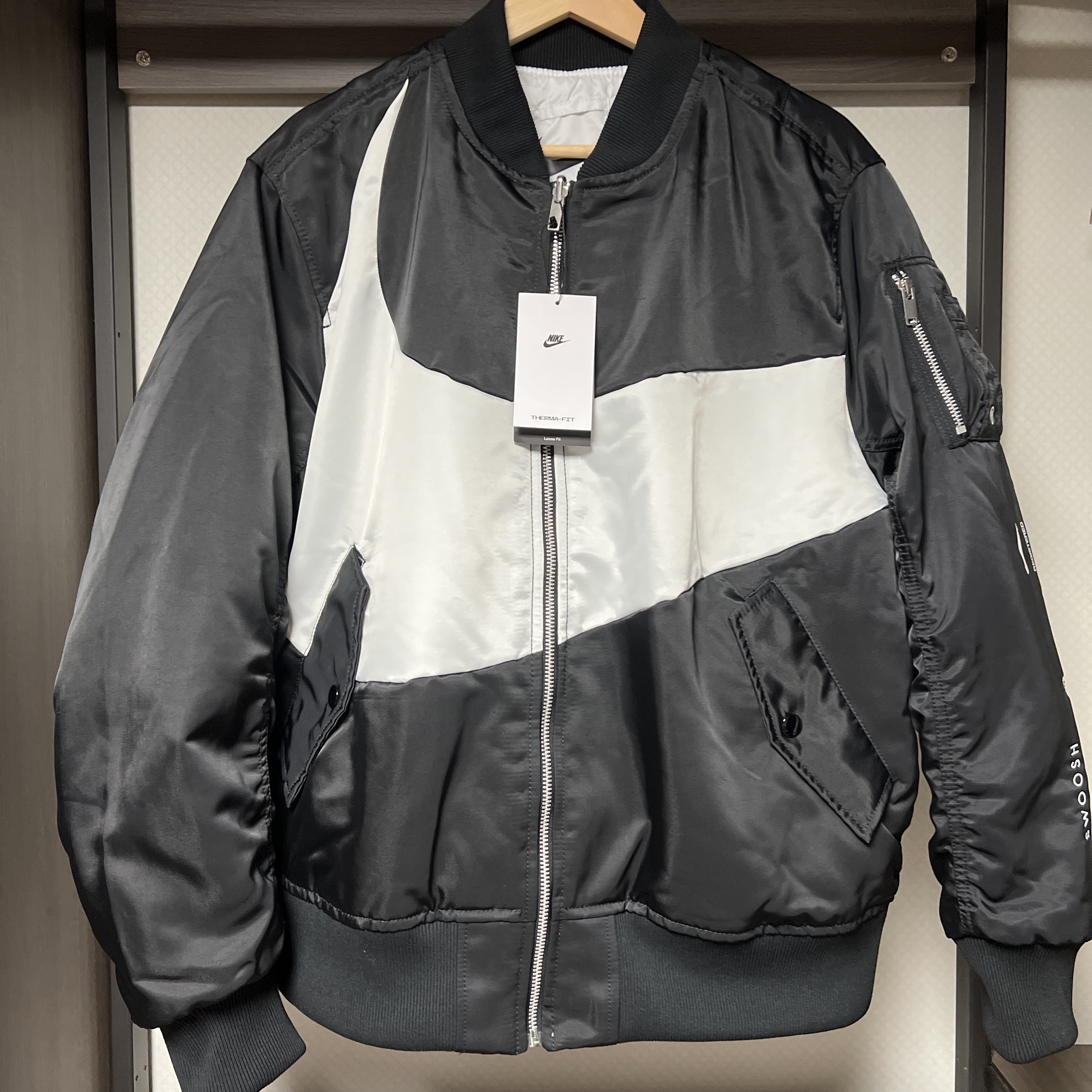 Nike NSW Swoosh Therma-Fit Bomber Black - Asia 착용 스타일 - 2