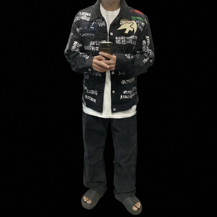 Stussy x Our Legacy x Denim Tears TTL Denim Jacket Black, Our Legacy Extended Third Cut Washed Black 착용 스타일 - 2
