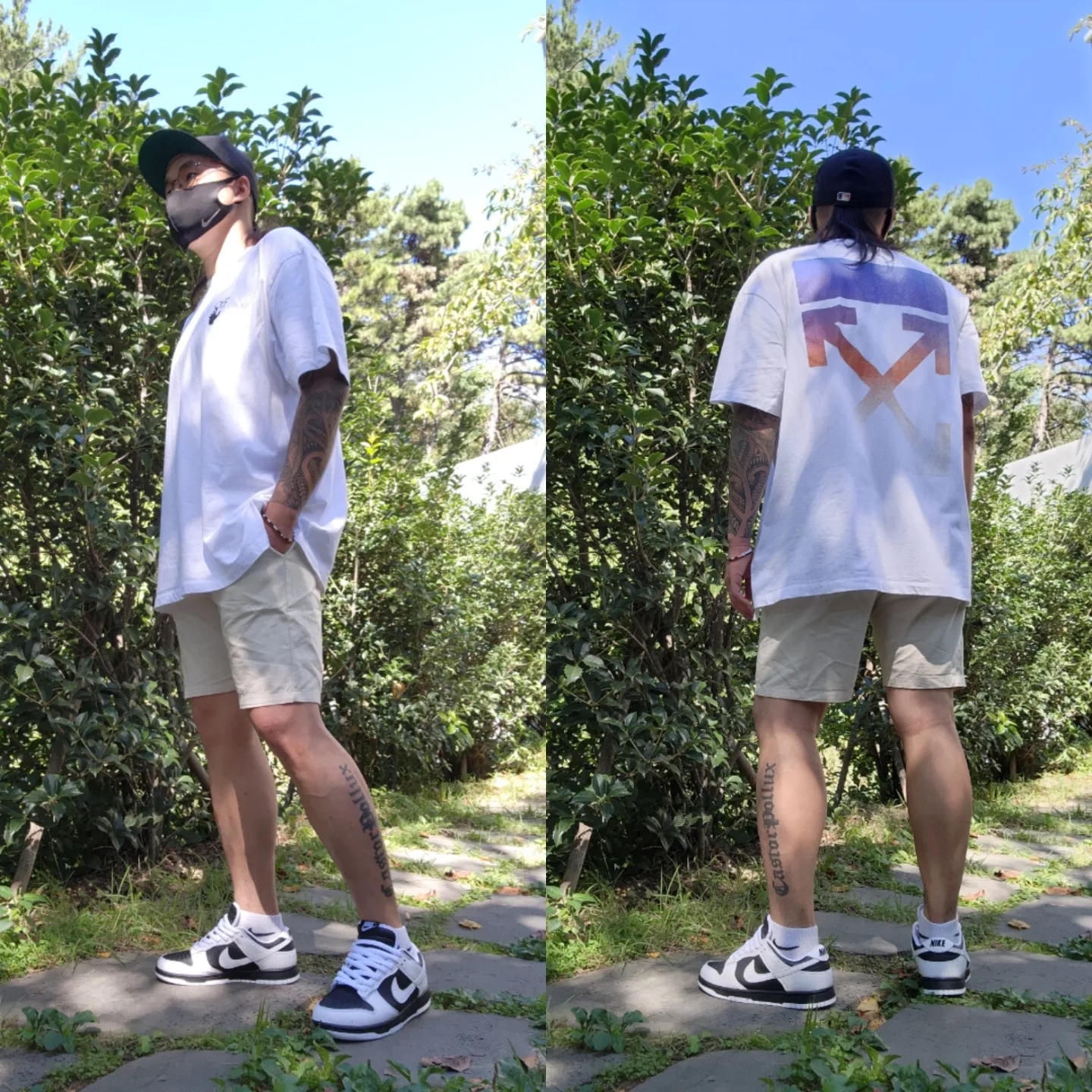 Nike Dunk Low Retro Black White, Essentials x New Era Sized Cap Black 착용 스타일 - 1