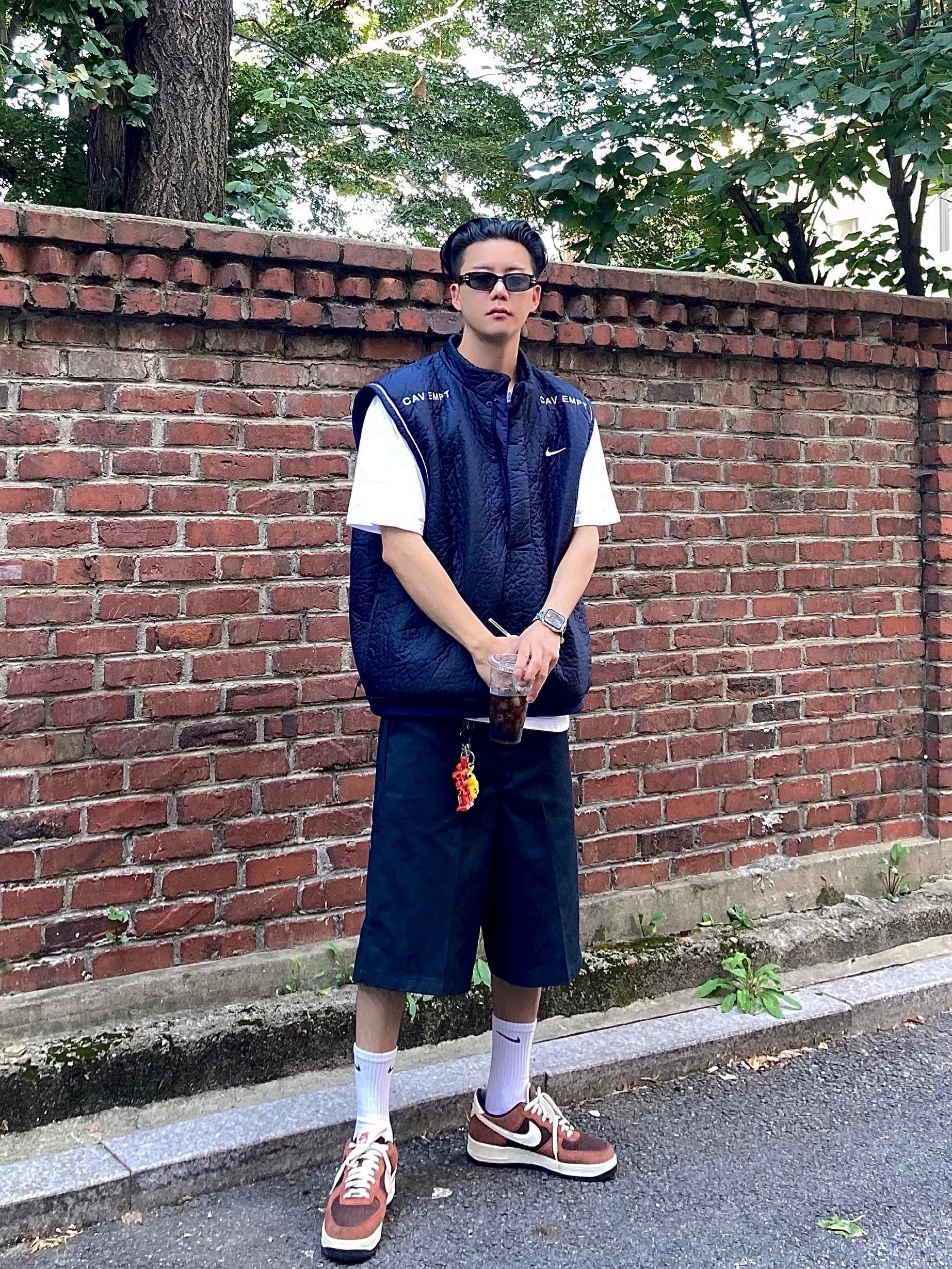Nike x Cav Empt Vest Navy, Nike Air Force 1 '07 Low White 착용 스타일