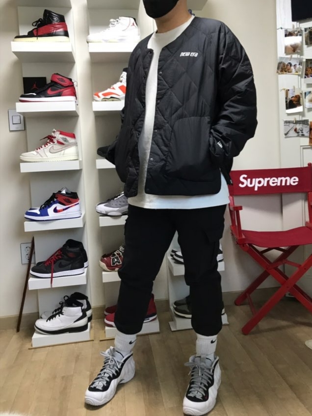 Nike Air Foamposite Pro White Black University Red 착용 스타일