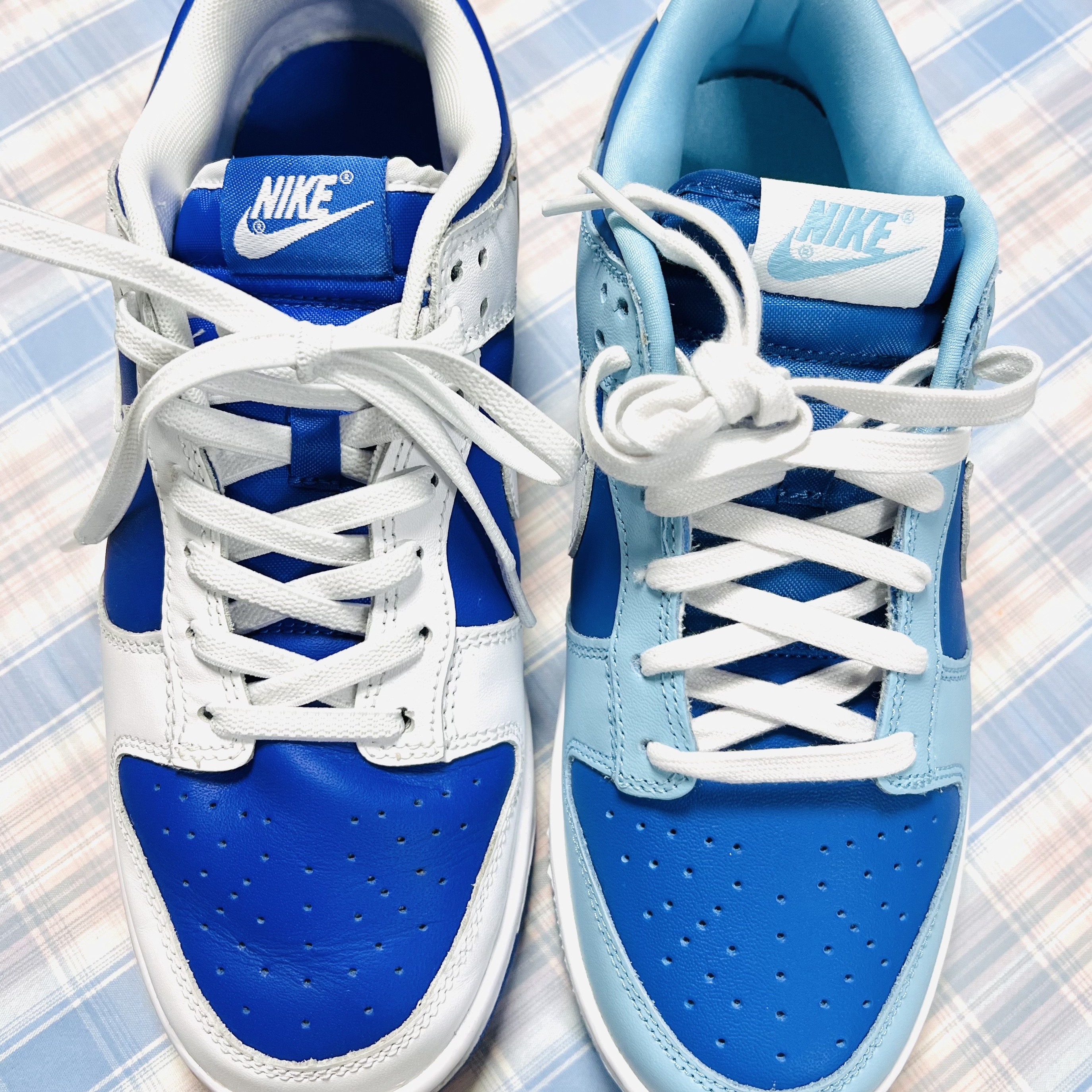 Nike Dunk Low Retro QS Argon, Nike Dunk Low Retro Racer Blue and White 착용 스타일 - 1