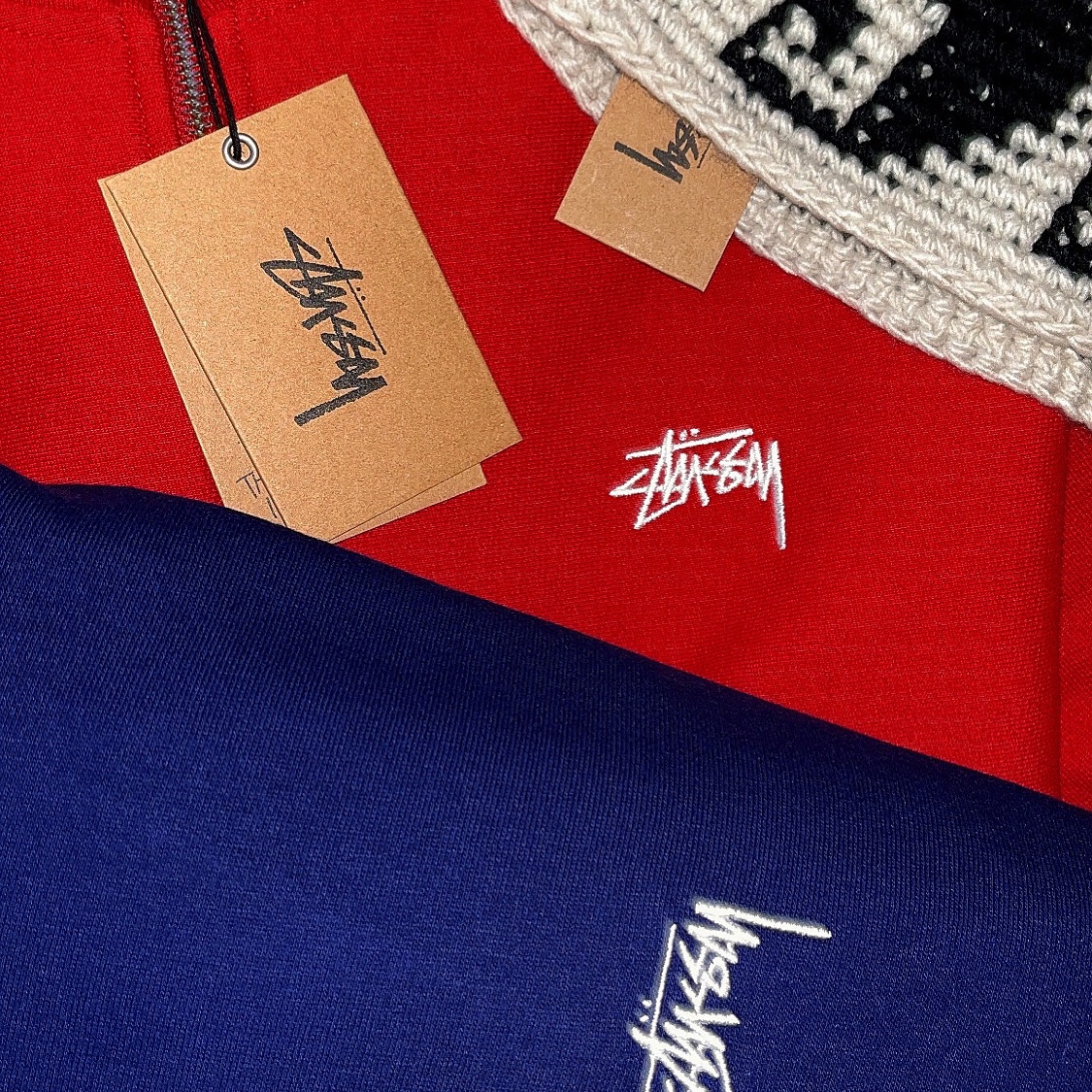 Stussy Waves Knit Bucket Hat Bone, Stussy Basic Stussy Zip Hoodie Navy 2022 착용 스타일