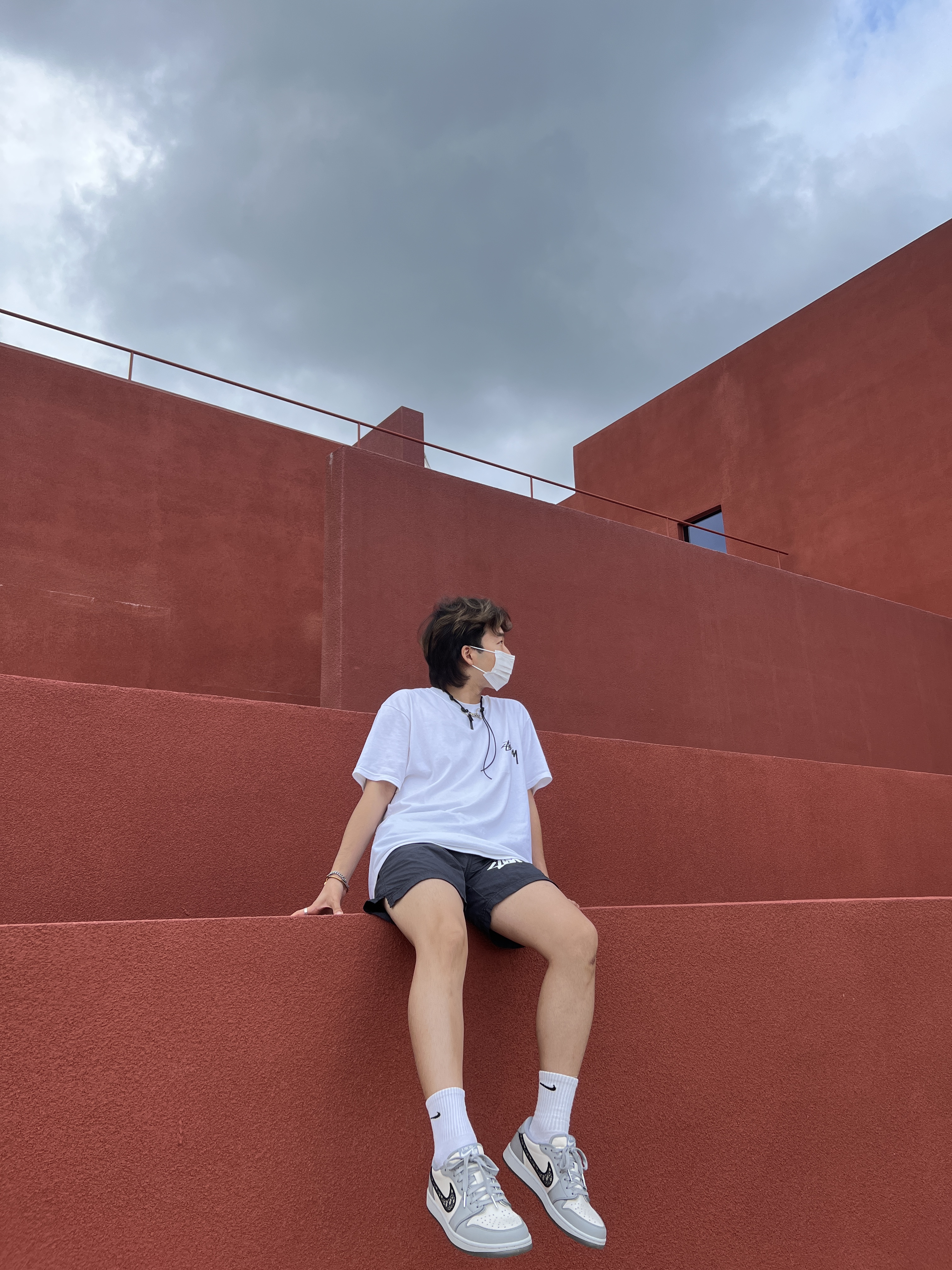 Jordan 1 x Dior Low OG, Nike x Stussy Water Shorts Off Noir 착용 스타일