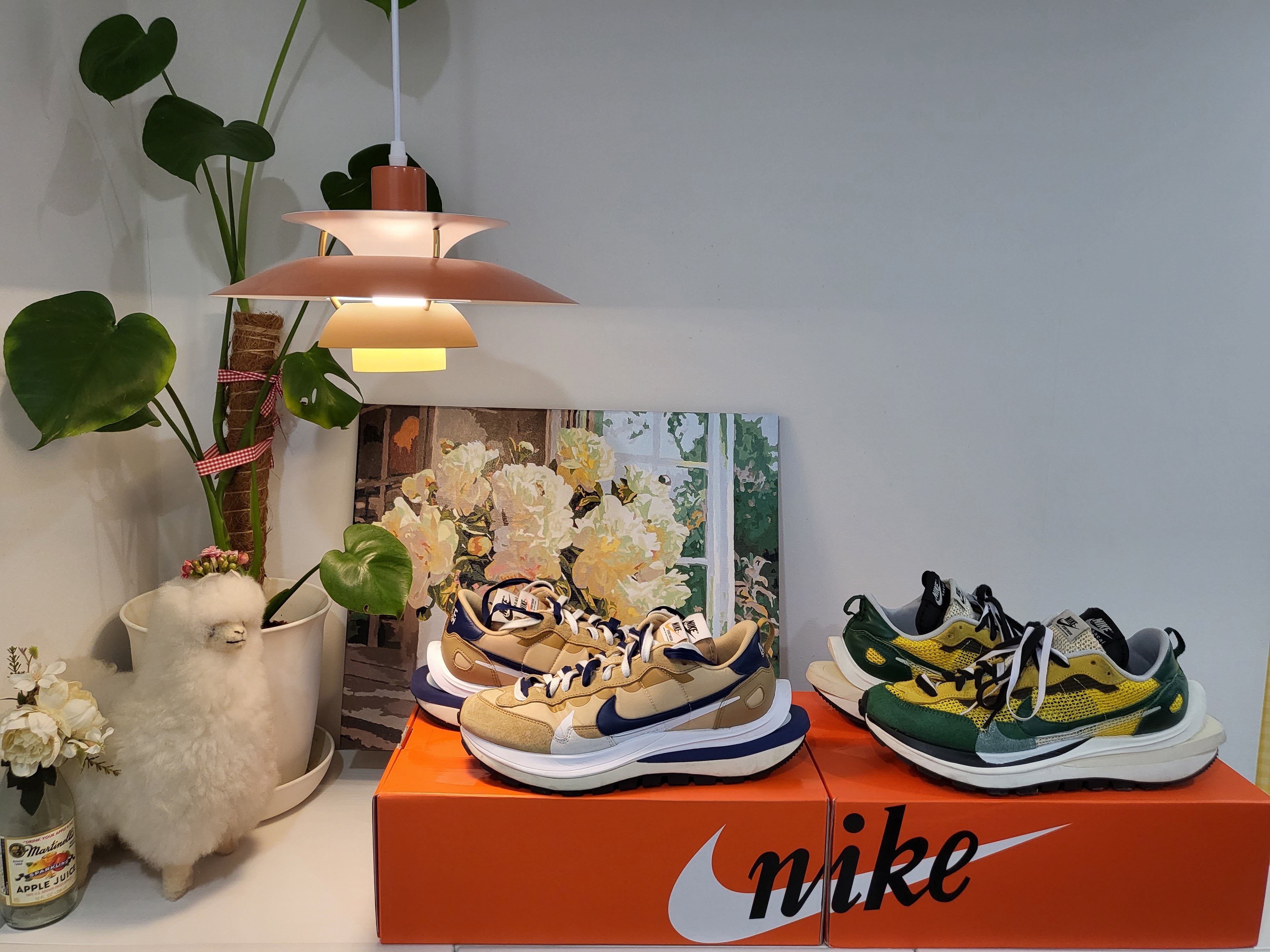 Nike x Sacai VaporWaffle Tour Yellow & Gorge Green Sail, Nike x Sacai VaporWaffle Sesame and Blue Void 착용 스타일 - 3