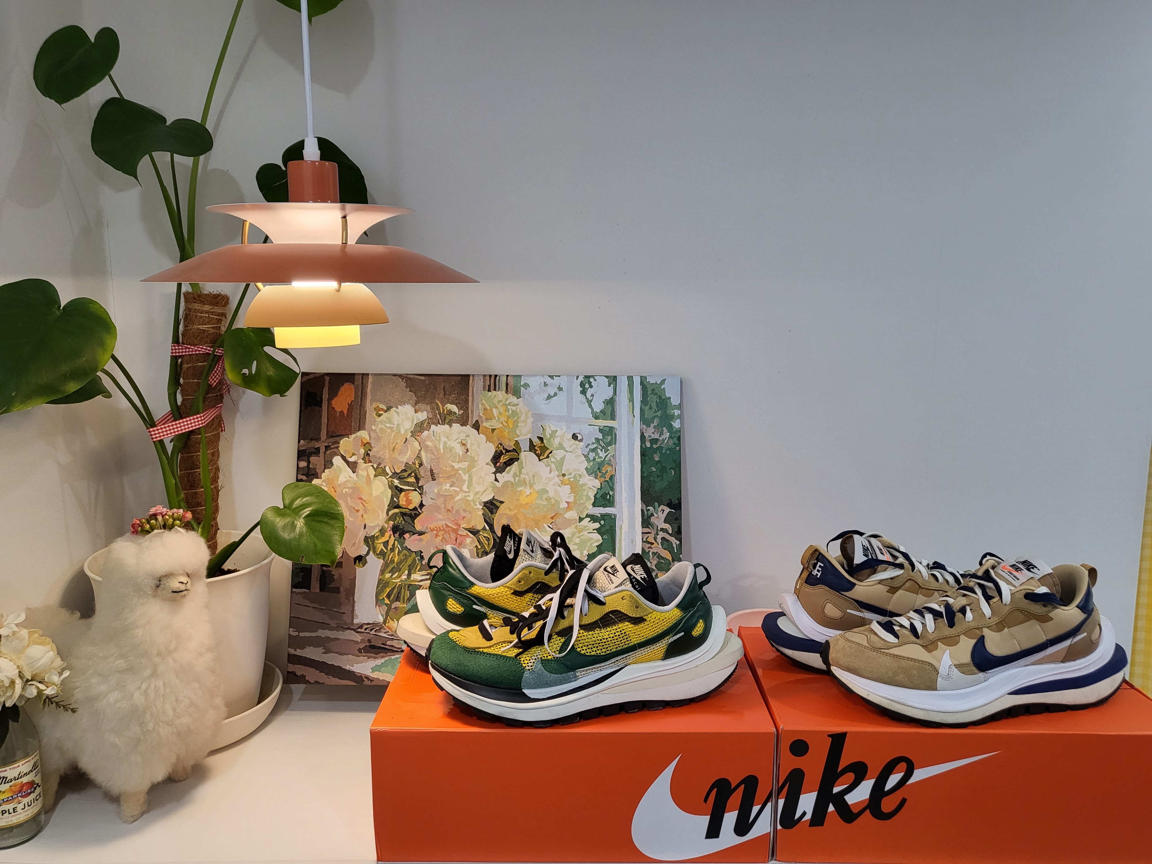 Nike x Sacai VaporWaffle Tour Yellow & Gorge Green Sail, Nike x Sacai VaporWaffle Sesame and Blue Void 착용 스타일 - 2