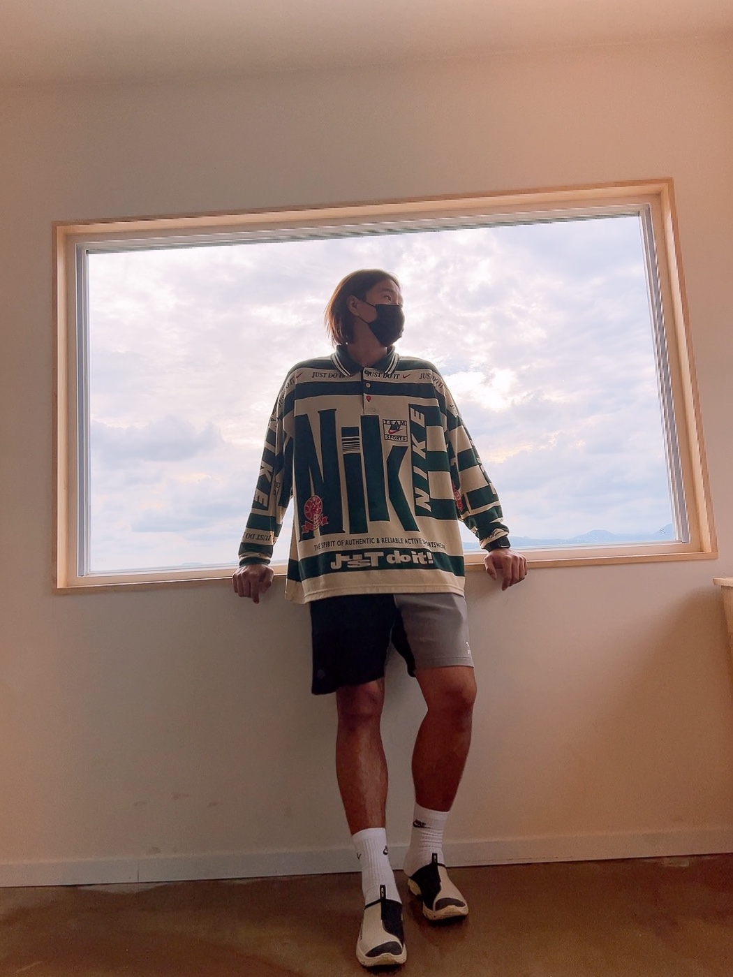 Nike x Cactus Plant Flea Market Long Sleeve Polo Natural - Asia, Salomon RX Slide 3.0 Bleached Sand 착용 스타일