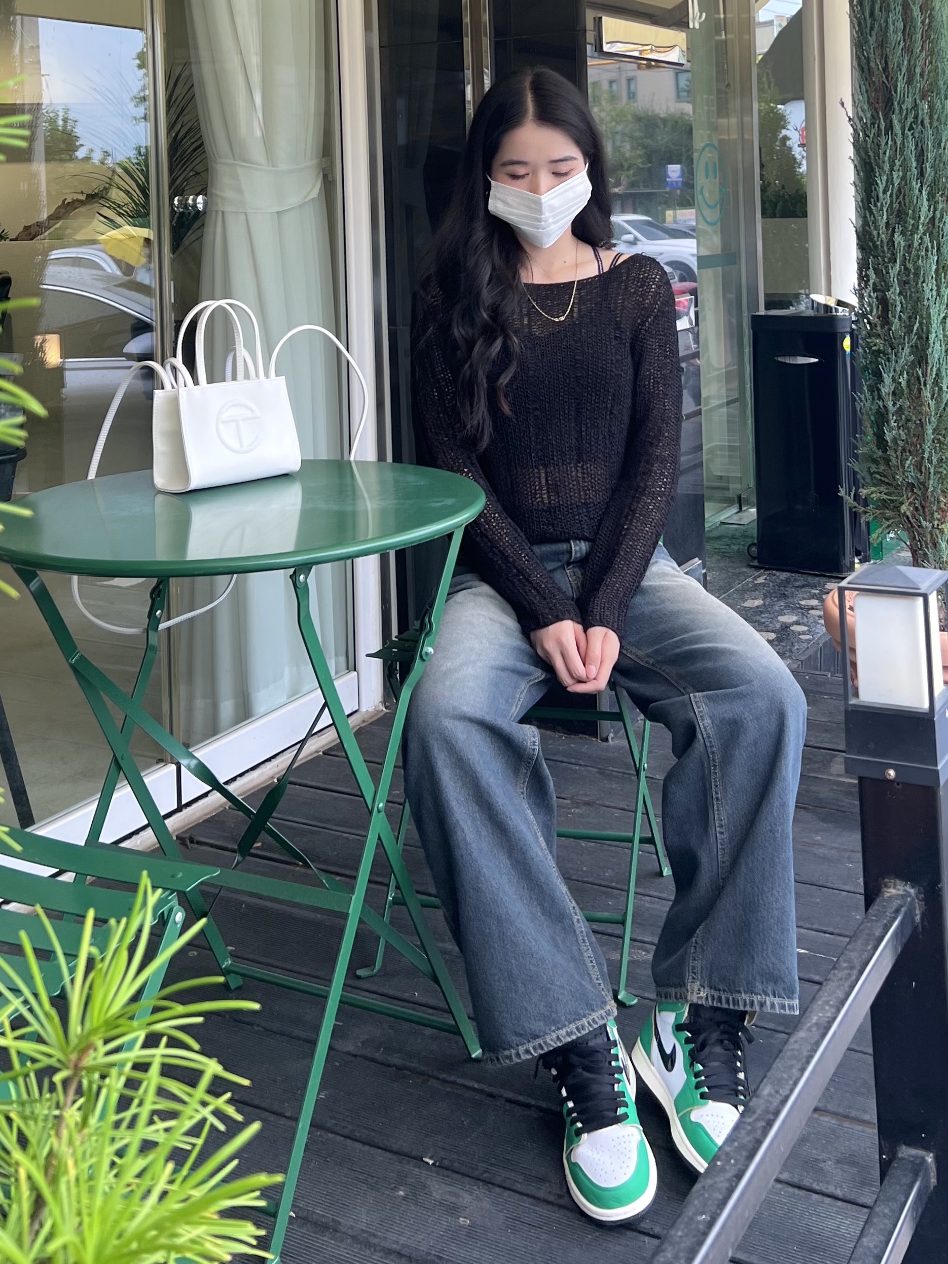 (W) Jordan 1 Retro High OG Lucky Green 착용 스타일 - 2