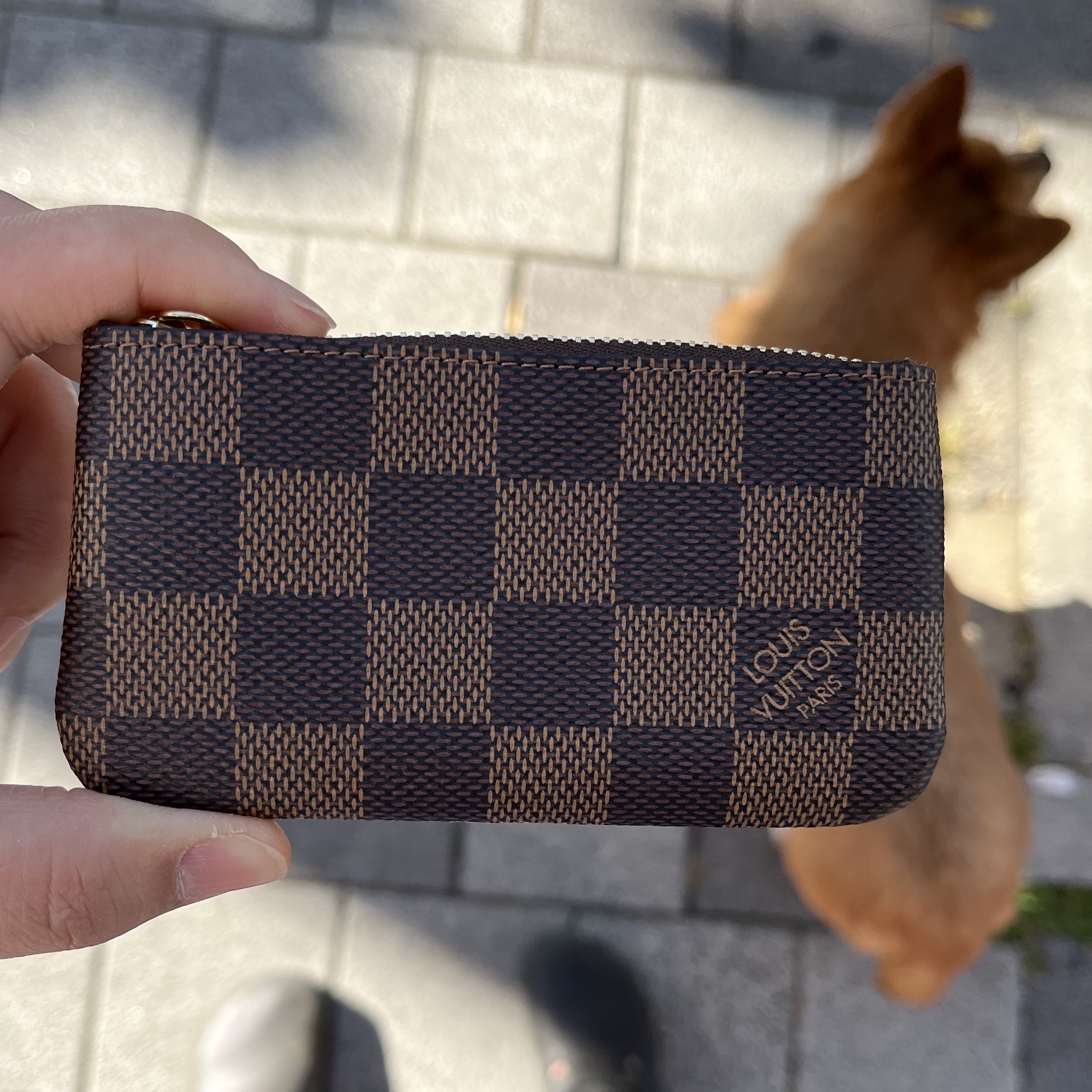 Louis Vuitton Key Pouch Damier Ebene 착용 스타일