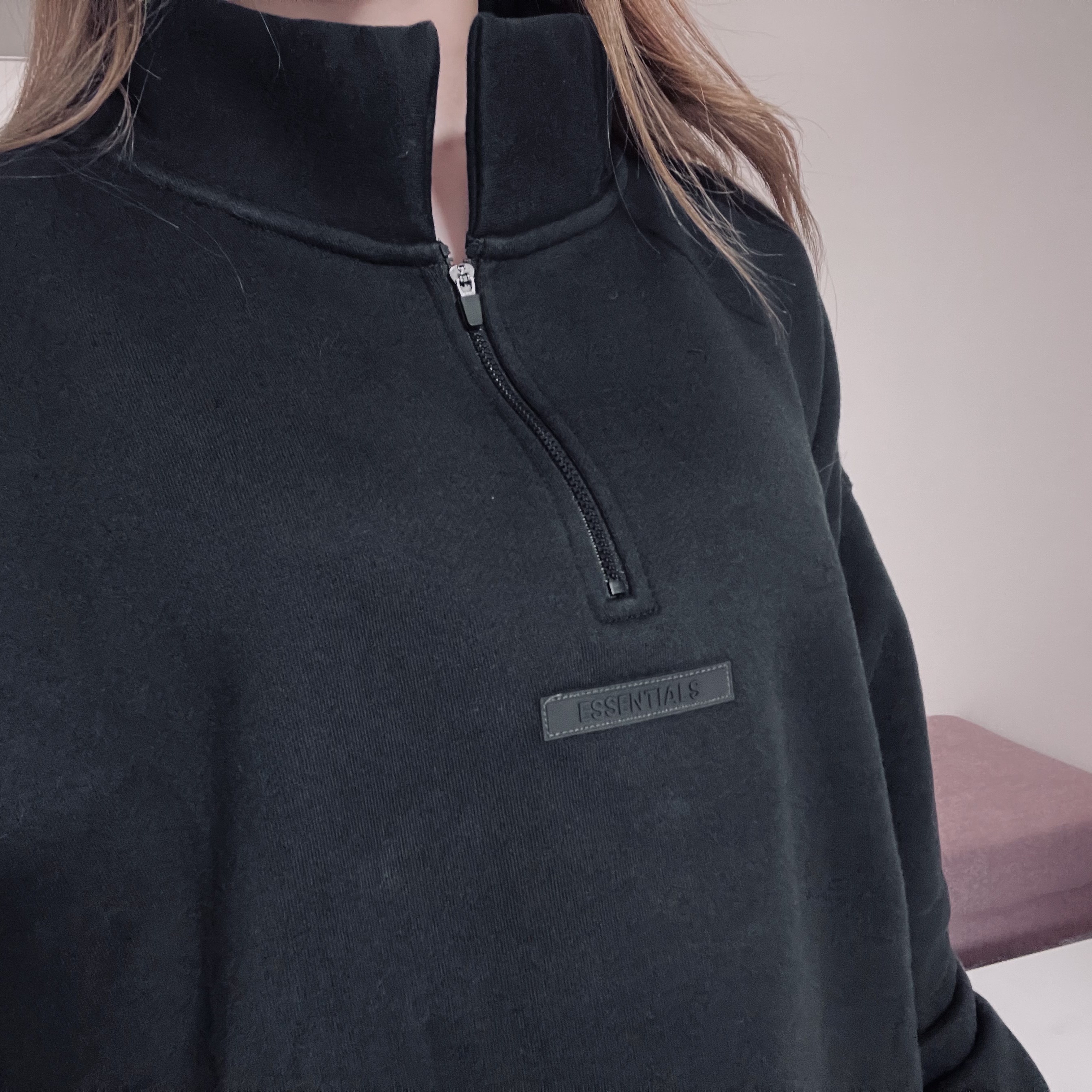 Essentials Mockneck Half-Zip Black - 21SS, Essentials Long Sleeve T-Shirt Black - 21SS 착용 스타일 - 1