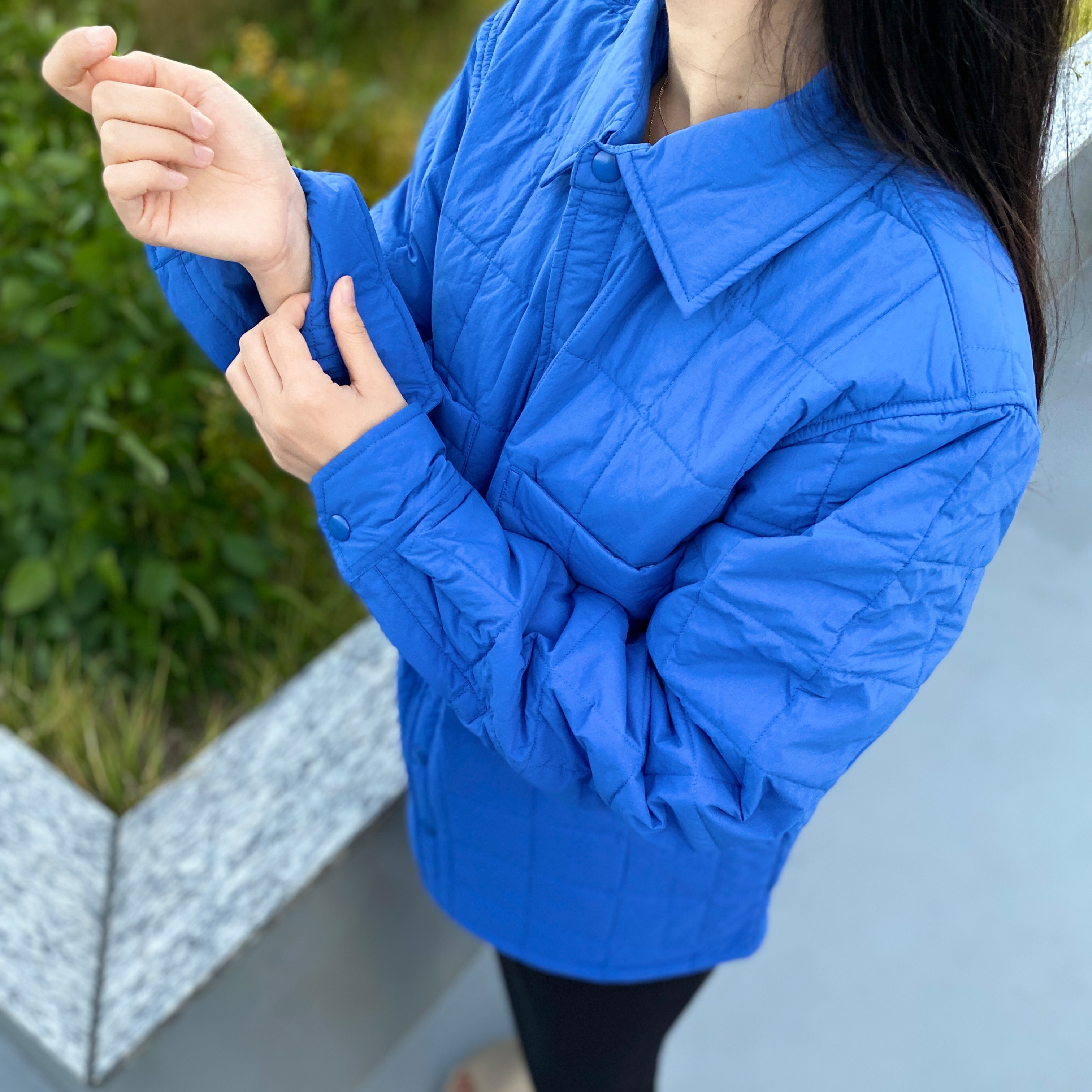 Stussy Quilted Fatigue Shirt Blue, Adidas Yeezy Slide Pure - Re-Release Ver. 착용 스타일 - 4